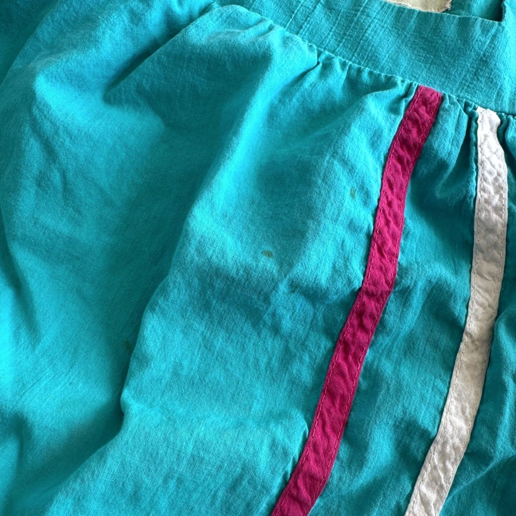 Vintage VINTAGE Embroidered Lovebirds Puff Sleeve Turquoise Ruffle Hem Dress L Womens L Sized Midi Dress Size L / US 10 / IT 46 - 3 Thumbnail