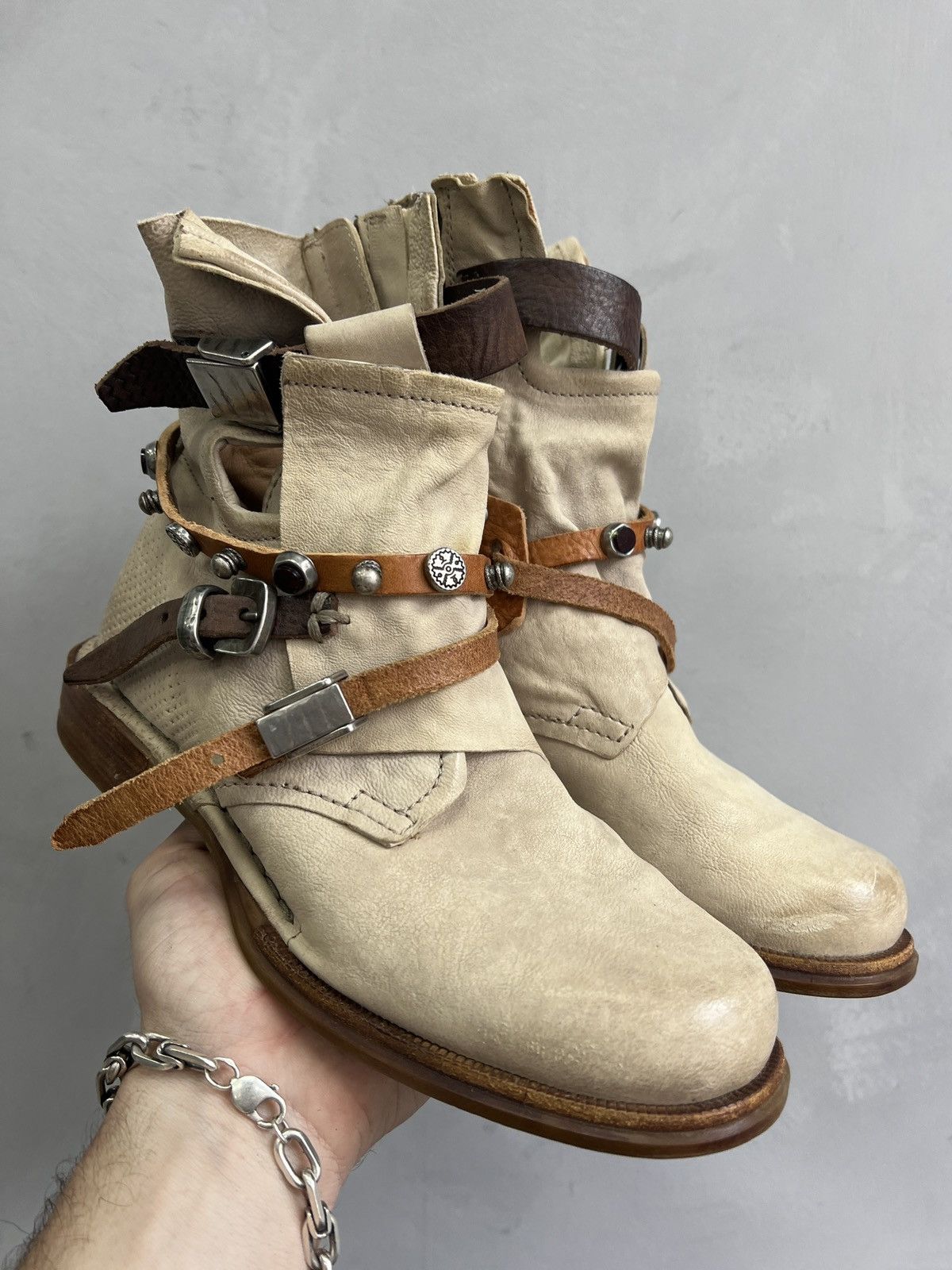 A.S.98 × Guidi Rare avant garde belted margiela style A.S. 98 leather boots Size US 6 / IT 36 - 4 Thumbnail
