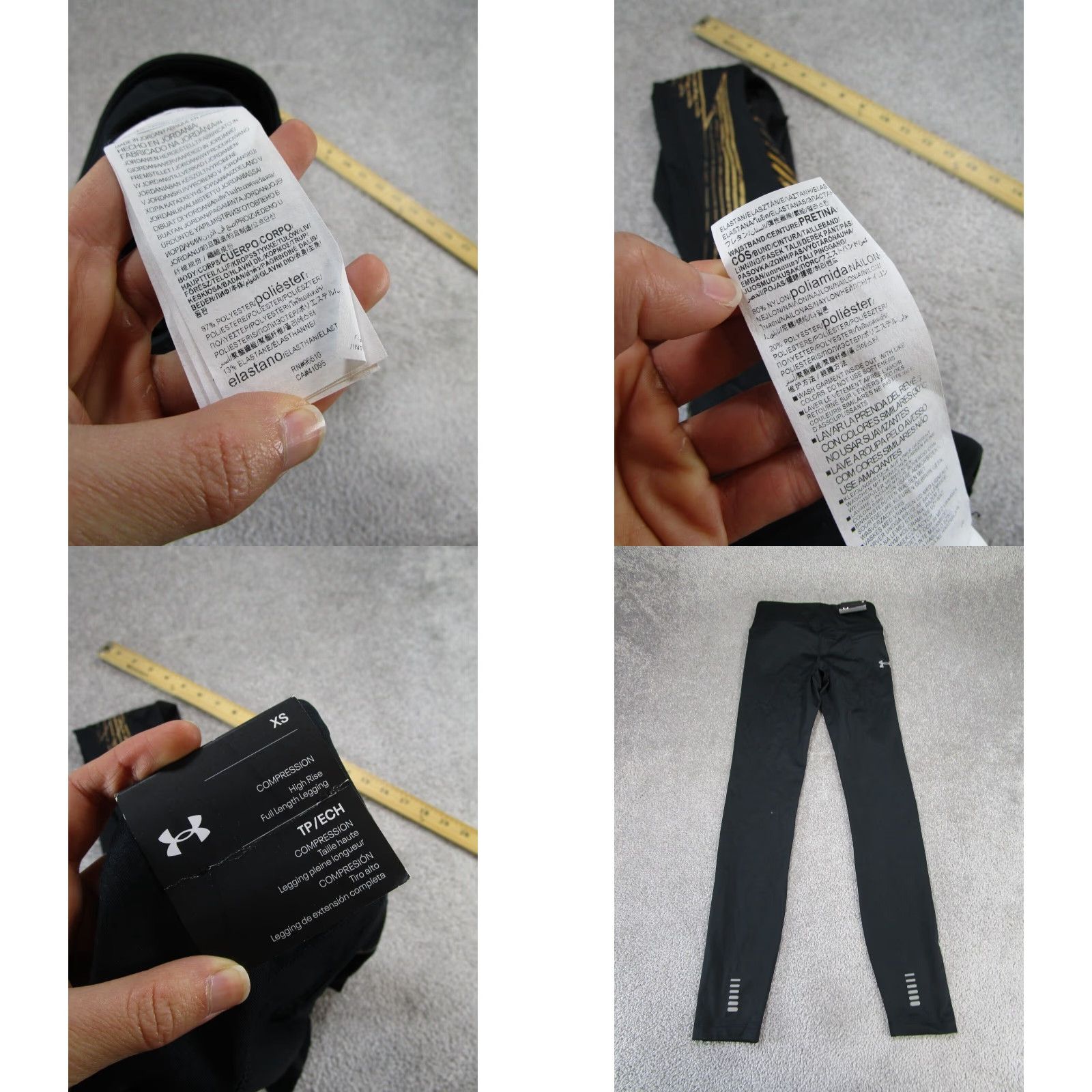 Under Armour Under Armour Compression Leggings Womens XS Black Gold Full Length Size 26" / US 2 / IT 38 - 8 Thumbnail