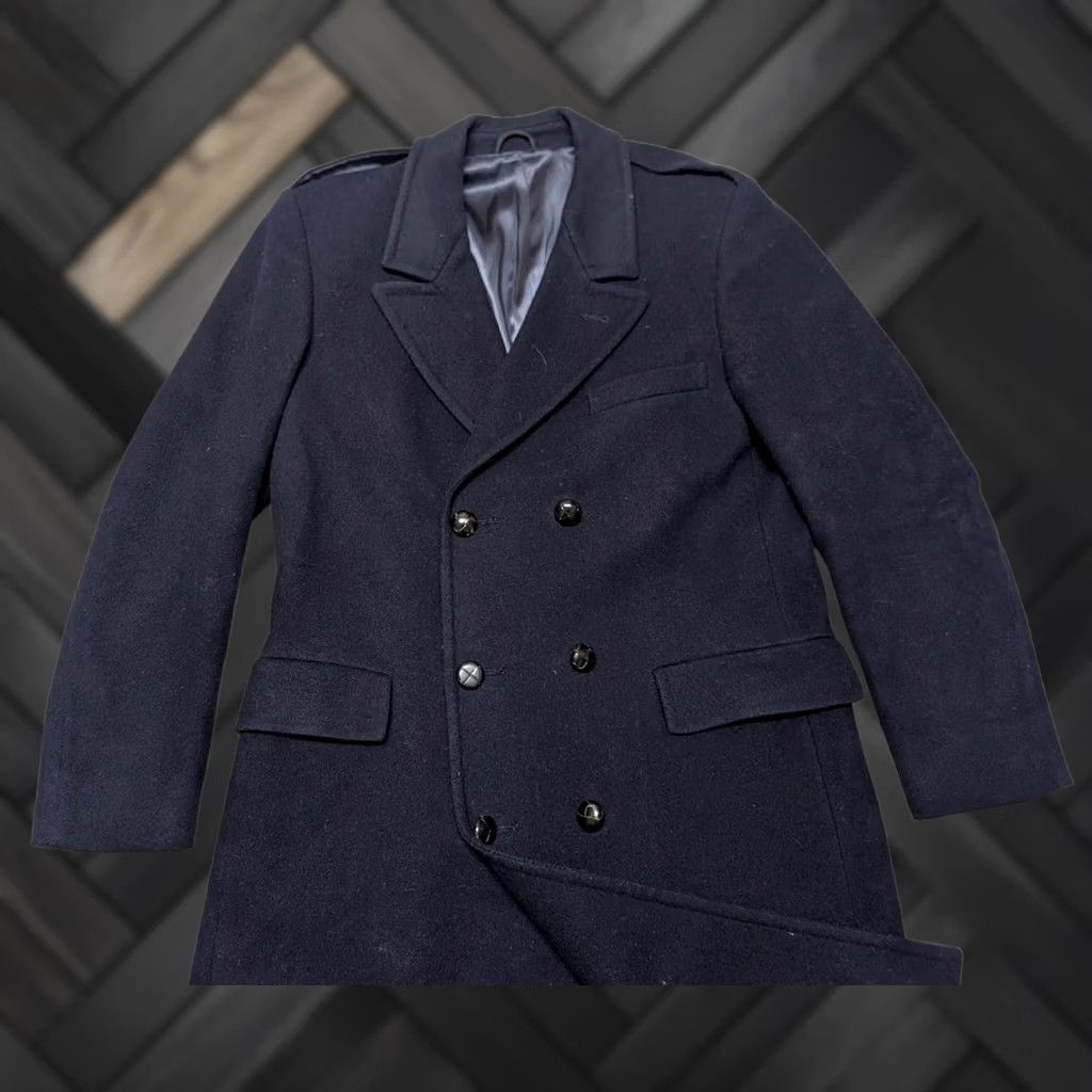 Doublet VINTAGE Stratojac OVERCOAT Navy Blue Wool Double Breasted Long Coat M Chest 40 Navy Mens Size US M / EU 48-50 / 2 - 1 Thumbnail