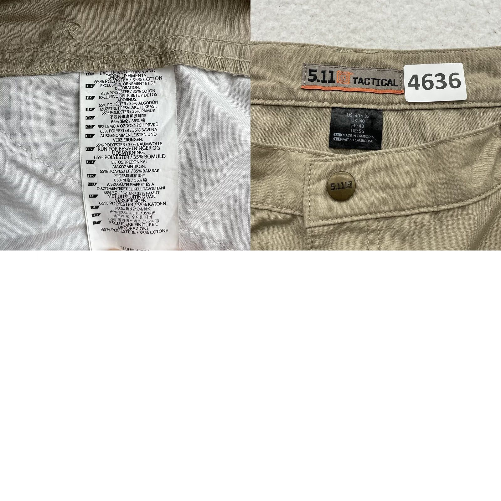 Vintage 5.11 Taclite Pro Cargo Pants Mens 40x30.5 Khaki Beige Cargo Pocket Trouser Regular Straight Pants Boys 40x32 Tag 40x32 - 5.11 Tactical Size US 40 / EU 56 - 10 Thumbnail