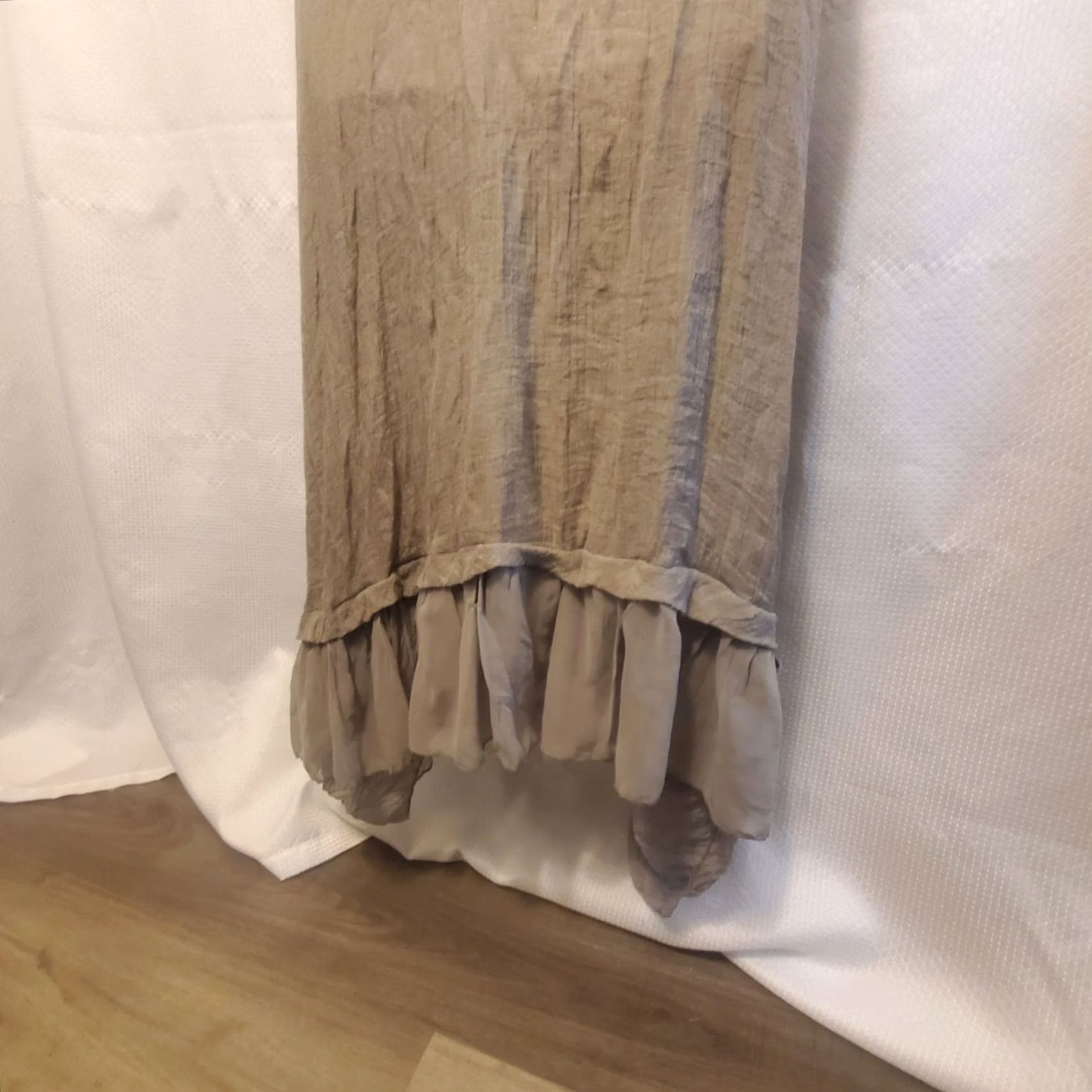 Vintage Cecico Dress S A-Line Slip Dress Tank Sleeveless Layered Ruffle Hi-Low Sheer Gauzy Polyester Lace Gray Womens Size S / US 4 / IT 40 - 5 Thumbnail