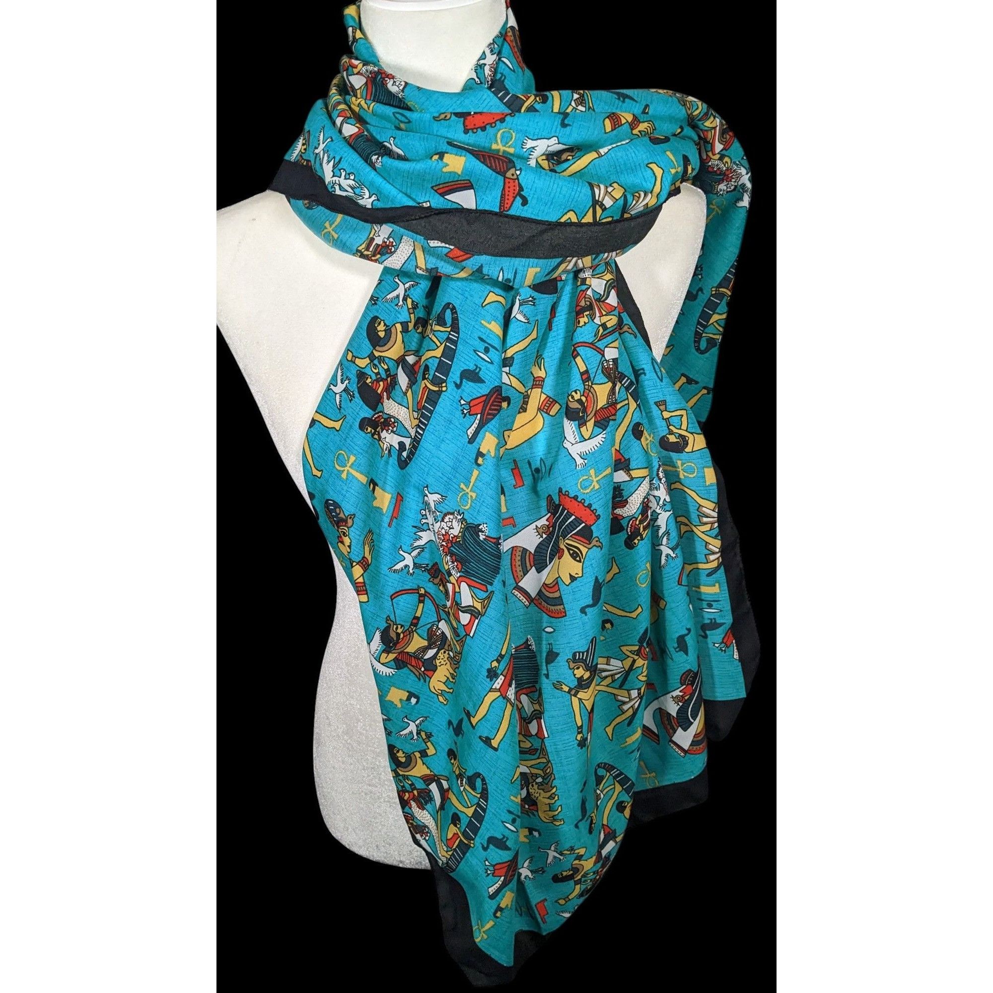 Other Vintage Teal Egyptian Souvenir Ehab Scarf Size ONE SIZE - 6 Thumbnail
