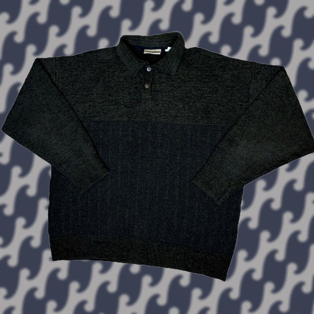 Vintage VINTAGE Giorgio di Firenze Sweater Knit Pullover Wool Blend Green Size L Men Regular Long Sleeve Collared Pattern: Solid All Seasons Size US L / EU 52-54 / 3 - 1 Thumbnail