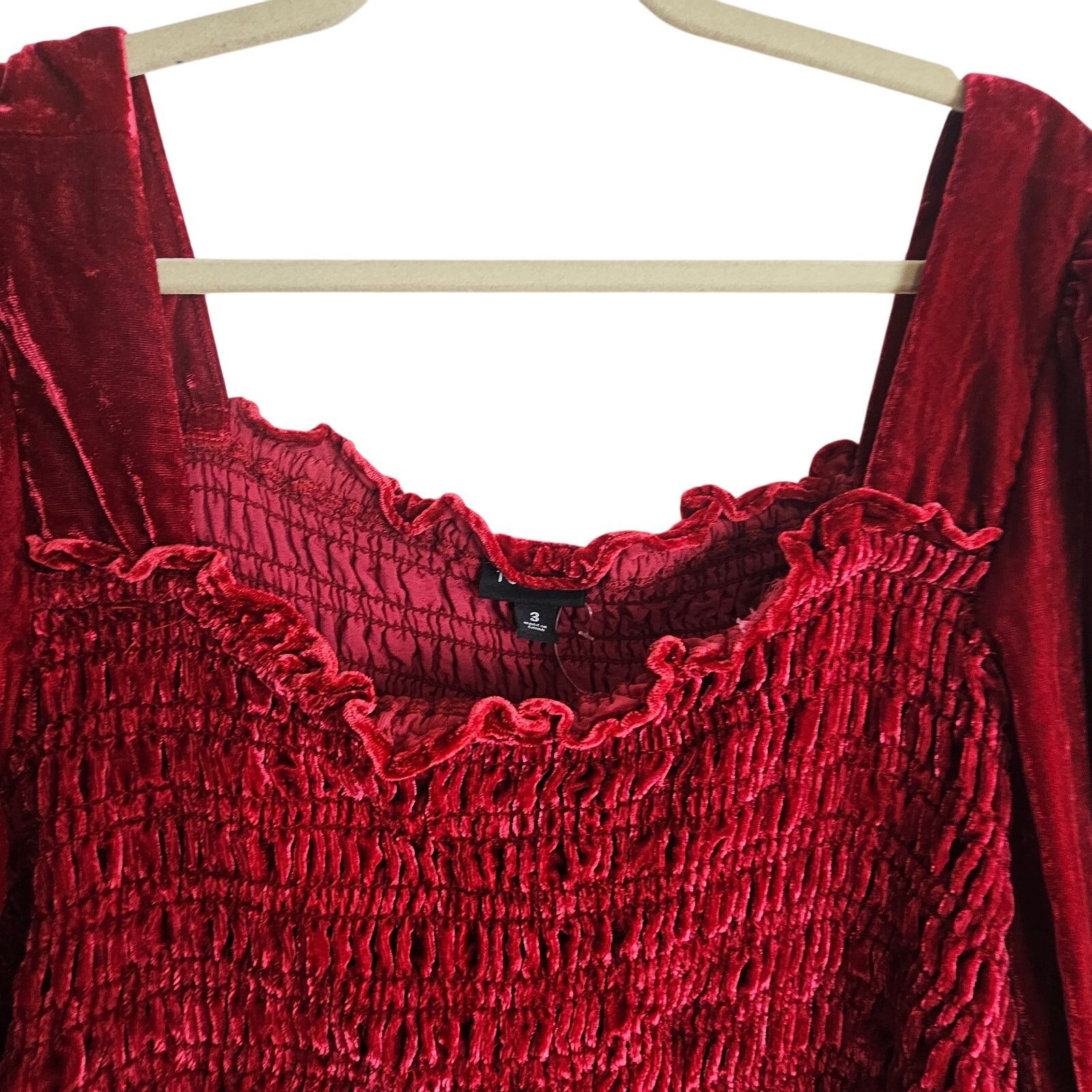 Torrid Torrid Womens Velvet Smocked Crop Top Plus Size 3X Stretch Size 3XL / US 20-22 - 3 Thumbnail