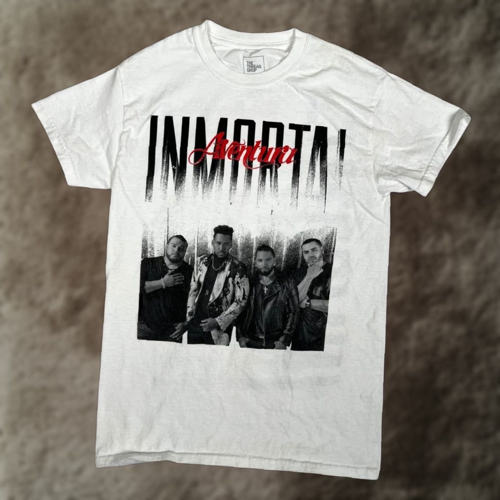 Vintage Aventura Inmortal On Tour T-Shirt Mens Small White Band Graphic Tee Concert Size US S / EU 44-46 / 1 - 1 Thumbnail