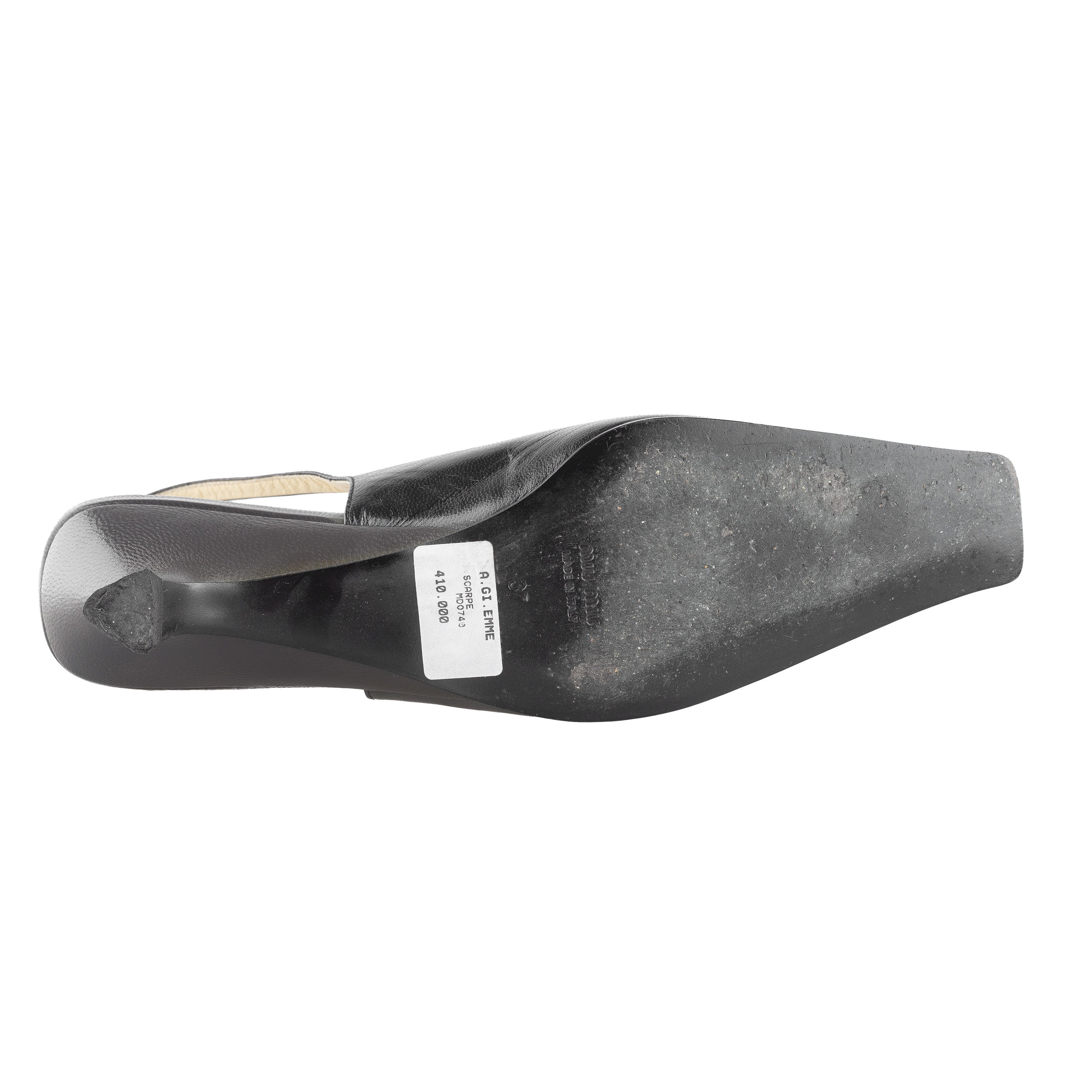 Miu Miu × Vintage Miu Miu Flower Black / Grey Heels (37 EU) Size US 6 / IT 36 - 7 Thumbnail