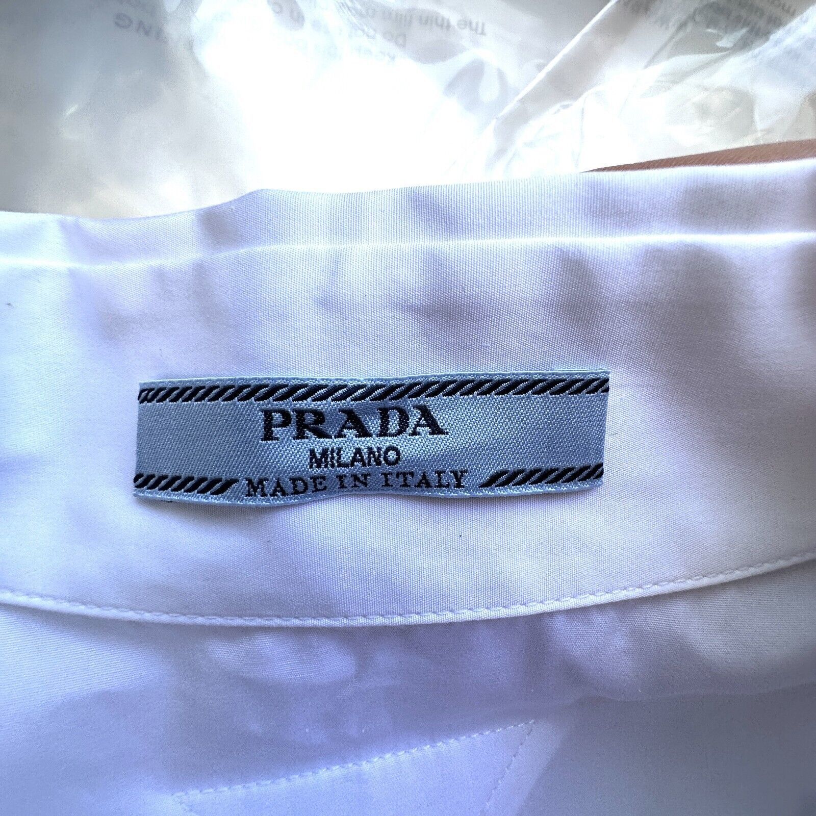 Prada Prada White Button Rhinestone Encrusted Collar & Front Shirt Size L / US 10 / IT 46 - 11 Thumbnail