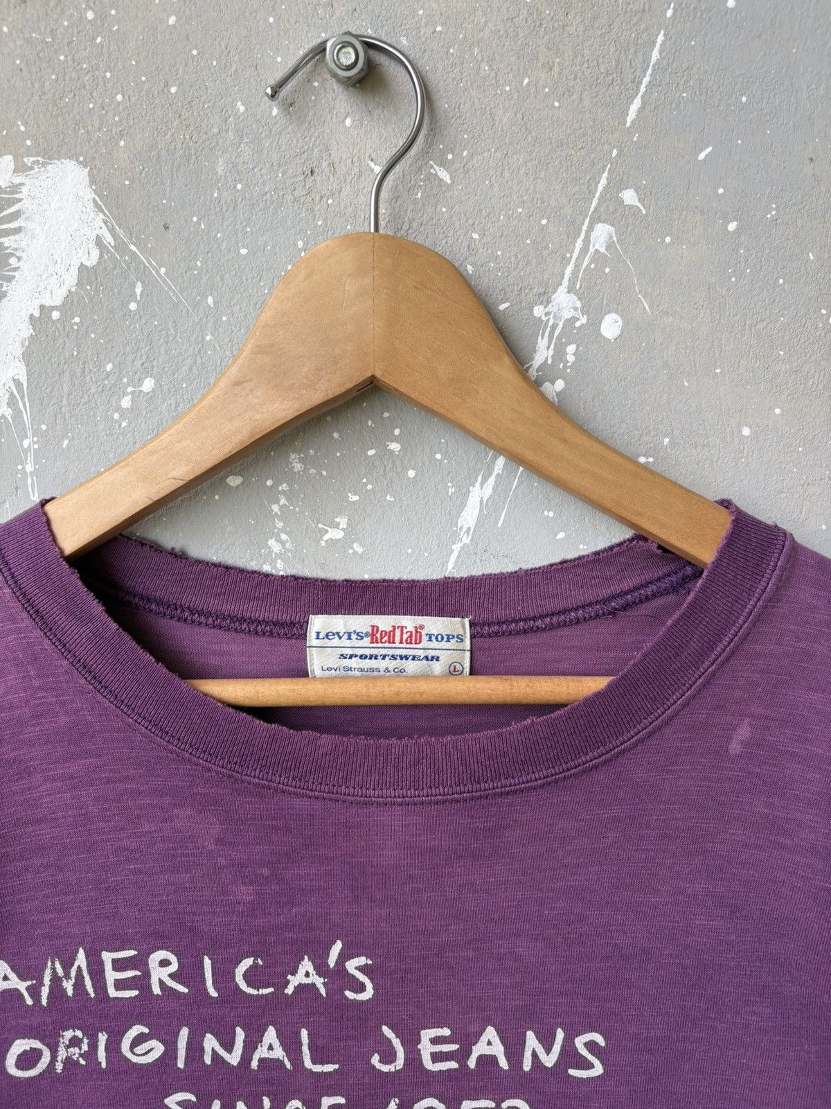 Levi's Vintage Clothing TRASHED Distressed Levis History Long Sleeve Tee Shirt Size US L / EU 52-54 / 3 - 8 Thumbnail