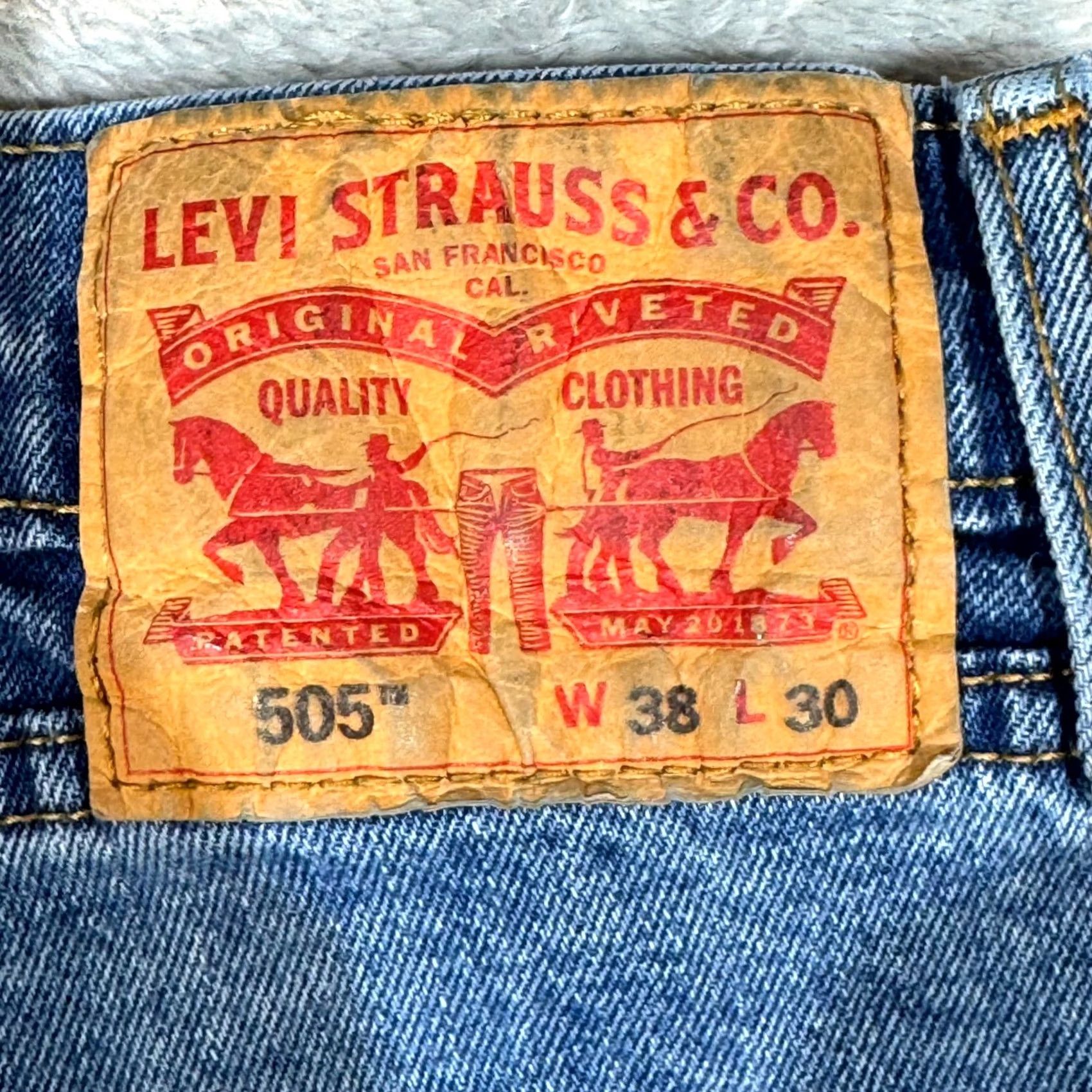 Levi's Levi’s 505 Men Jeans 38x30 Blue Denim High Rise Regular Fit Straight Leg Size US 38 / EU 54 - 3 Thumbnail