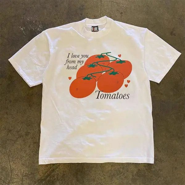 VIBE Tomato pattern white vintage loose t-shirt Size US M / EU 48-50 / 2 - 3 Thumbnail