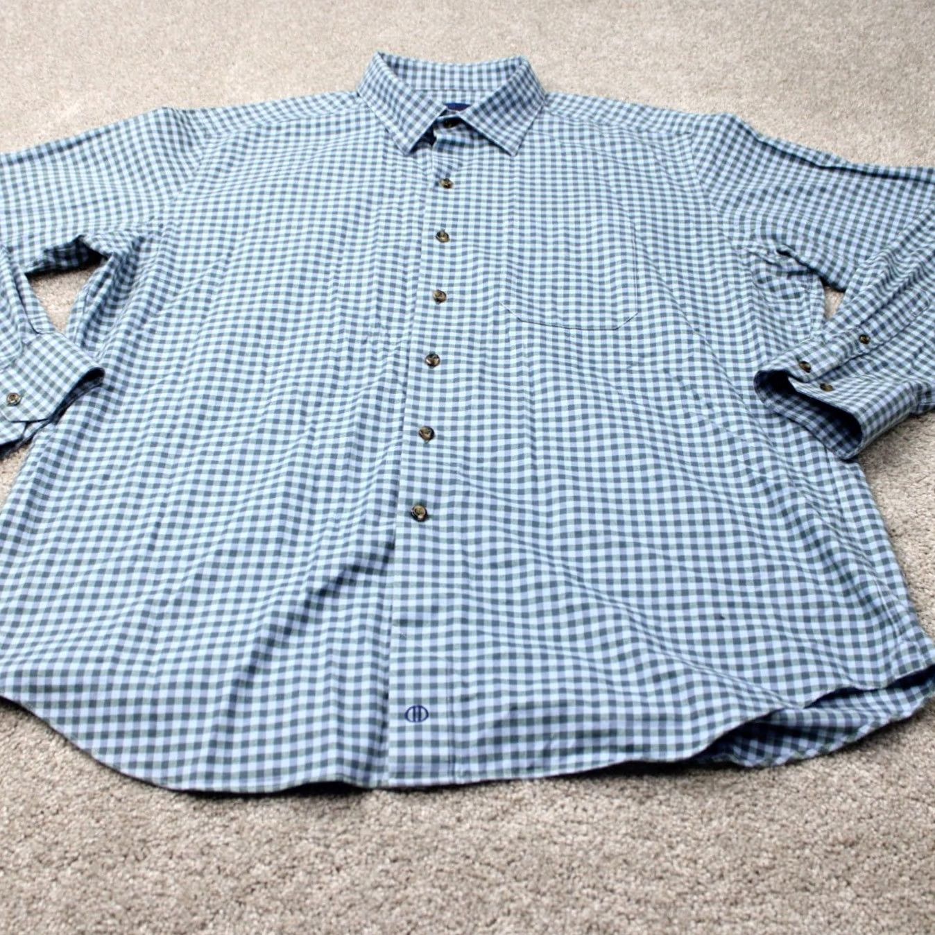 David Donahue David Donahue Shirt Mens 2XL XXL Blue Plaid 100% Cotton Long Sleeve Button Up Size US XXL / EU 58 / 5 - 3 Thumbnail