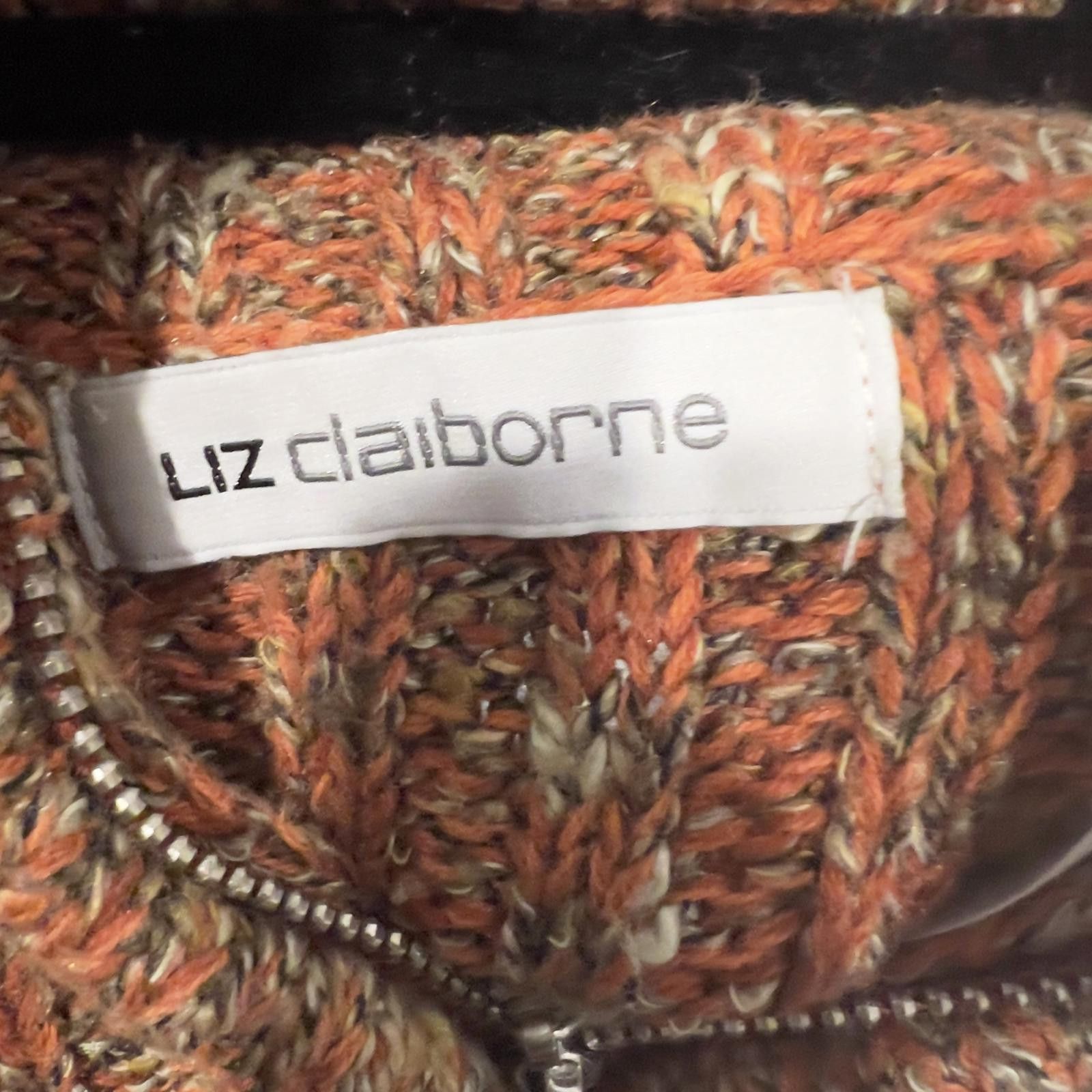 Other Liz Claiborne Women's Orange Ribbed Knit Sweater with Zip Size M / US 6-8 / IT 42-44 - 3 Thumbnail