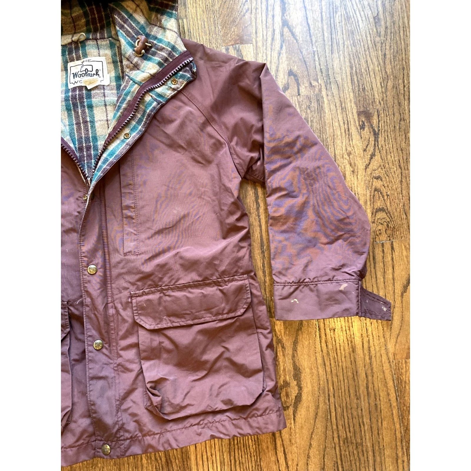 Vintage VINTAGE Woolrich Chore Coat Jacket Womens Wool Flannel Lined Sz M Red USA Made Size M / US 6-8 / IT 42-44 - 3 Thumbnail