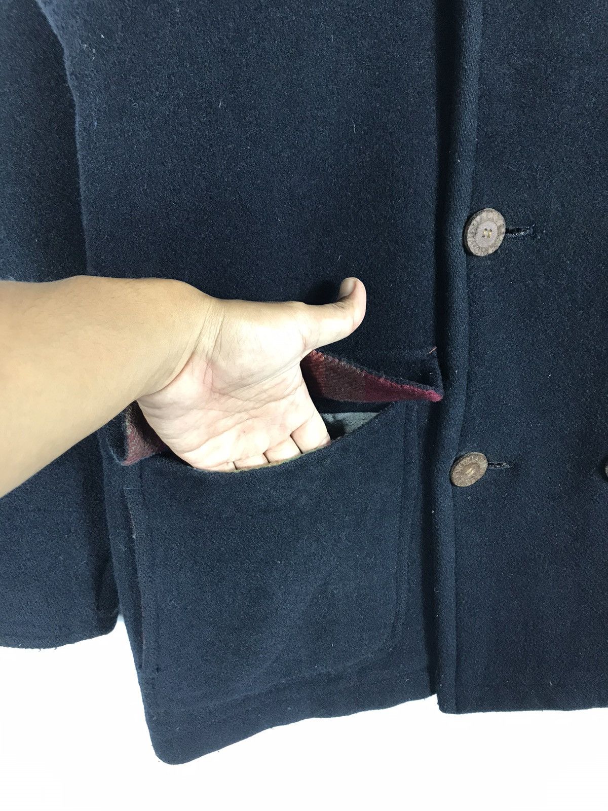 Japanese Brand × Vintage ⚡️Vintage ixi:z Fleece Double Breast Peacoat Jacket Size US L / EU 52-54 / 3 - 6 Thumbnail