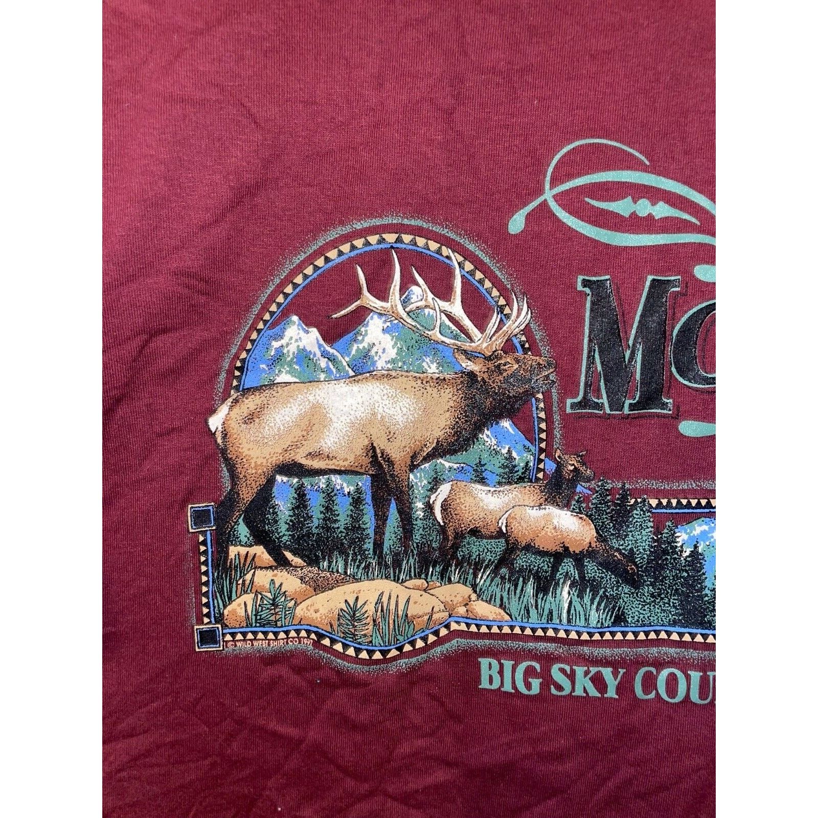 Jerzees Vintage Montana Big Sky Country Shirt Tee Elk Deer VTG 90s L Size US L / EU 52-54 / 3 - 2 Thumbnail