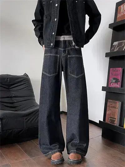 Japanese Brand Retro loose reverse patchwork jeans Size US 32 / EU 48 - 6 Thumbnail