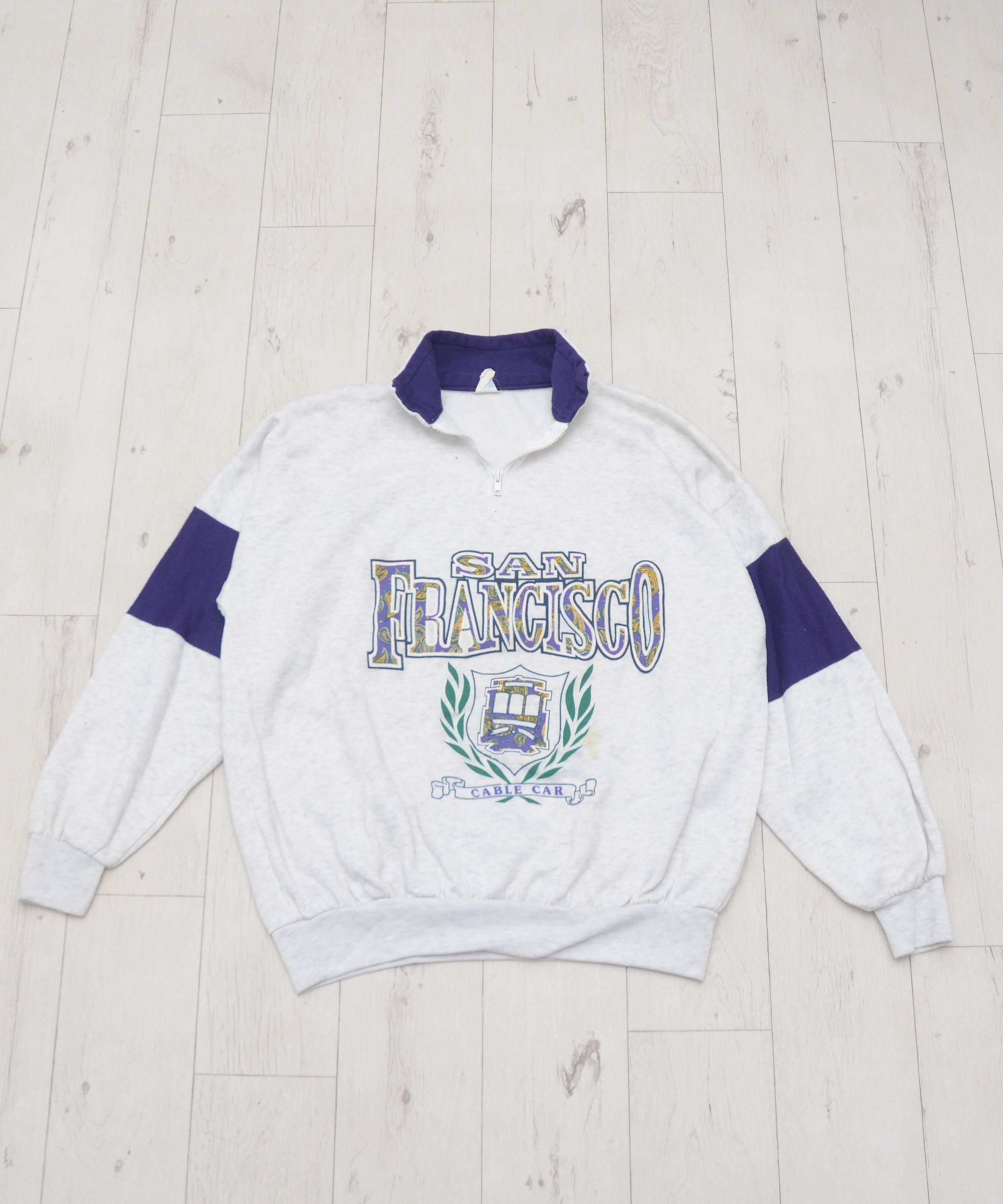 Vintage Vintage 90s San Francisco Tourist Zip Pullover Sweatshirt Size US XL / EU 56 / 4 - 3 Thumbnail