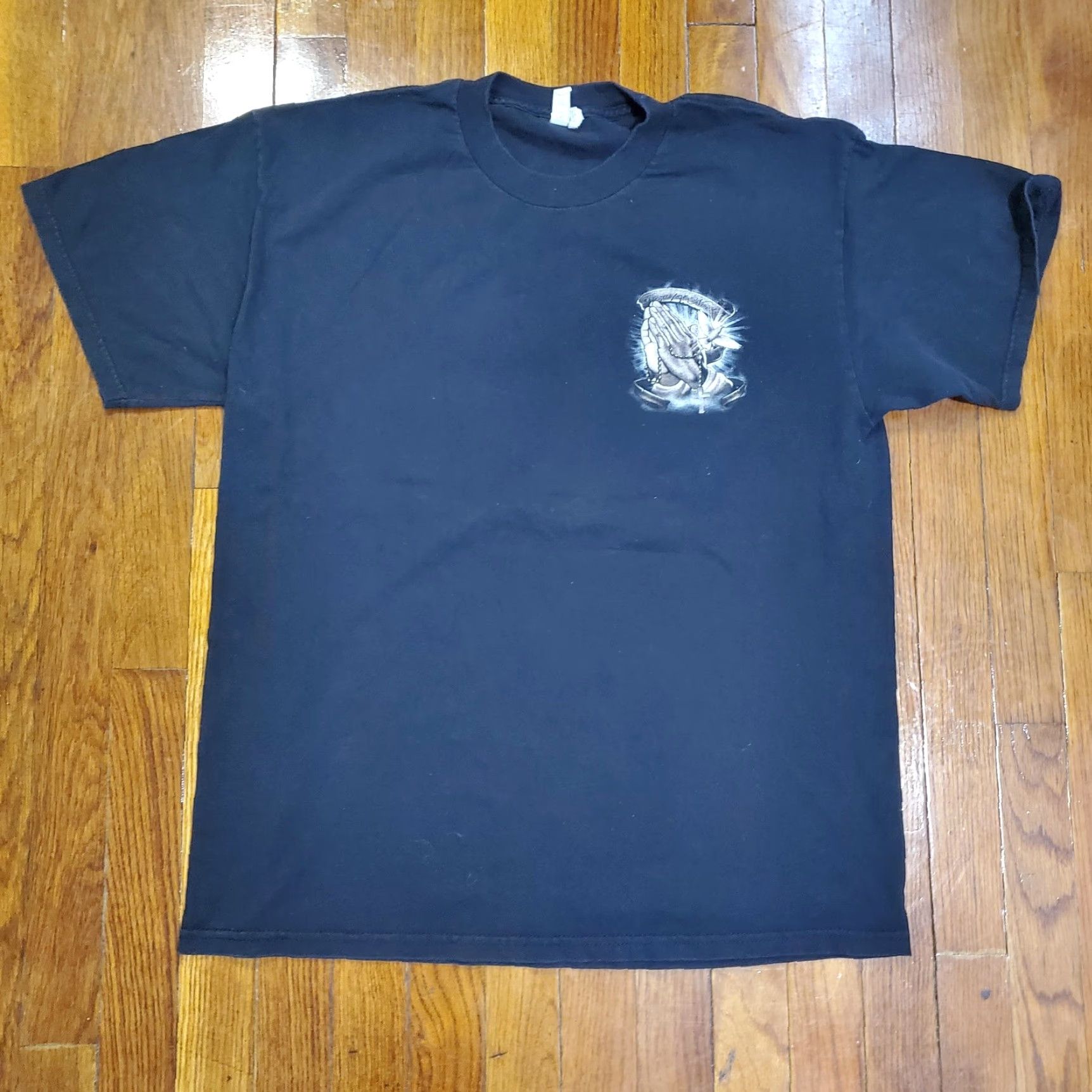Praying Reza por Nosotros Shirt Mens Large Black Jesus Praying Hands Religious Graphic Tee Size US L / EU 52-54 / 3 - 3 Thumbnail