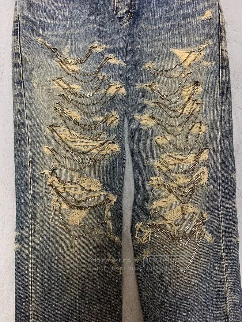 Saint Laurent Paris saint Laurent blue distressed denim pants. Size US 29 - 3 Thumbnail