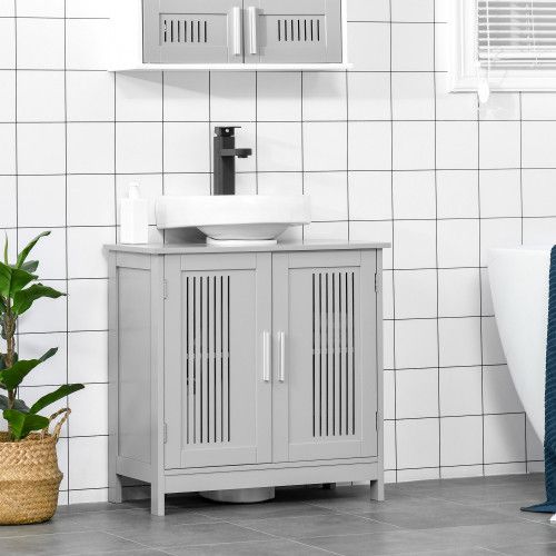 Designer × Homemade kleankin Modern Under Sink Cabinet with 2 Doors, Pedestal Un Size US L / EU 52-54 / 3 - 2 Thumbnail