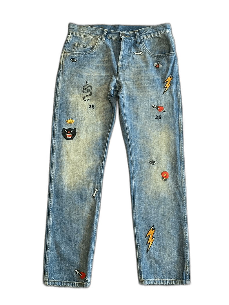 Gucci Patterned Denim Pants Size 32-yf