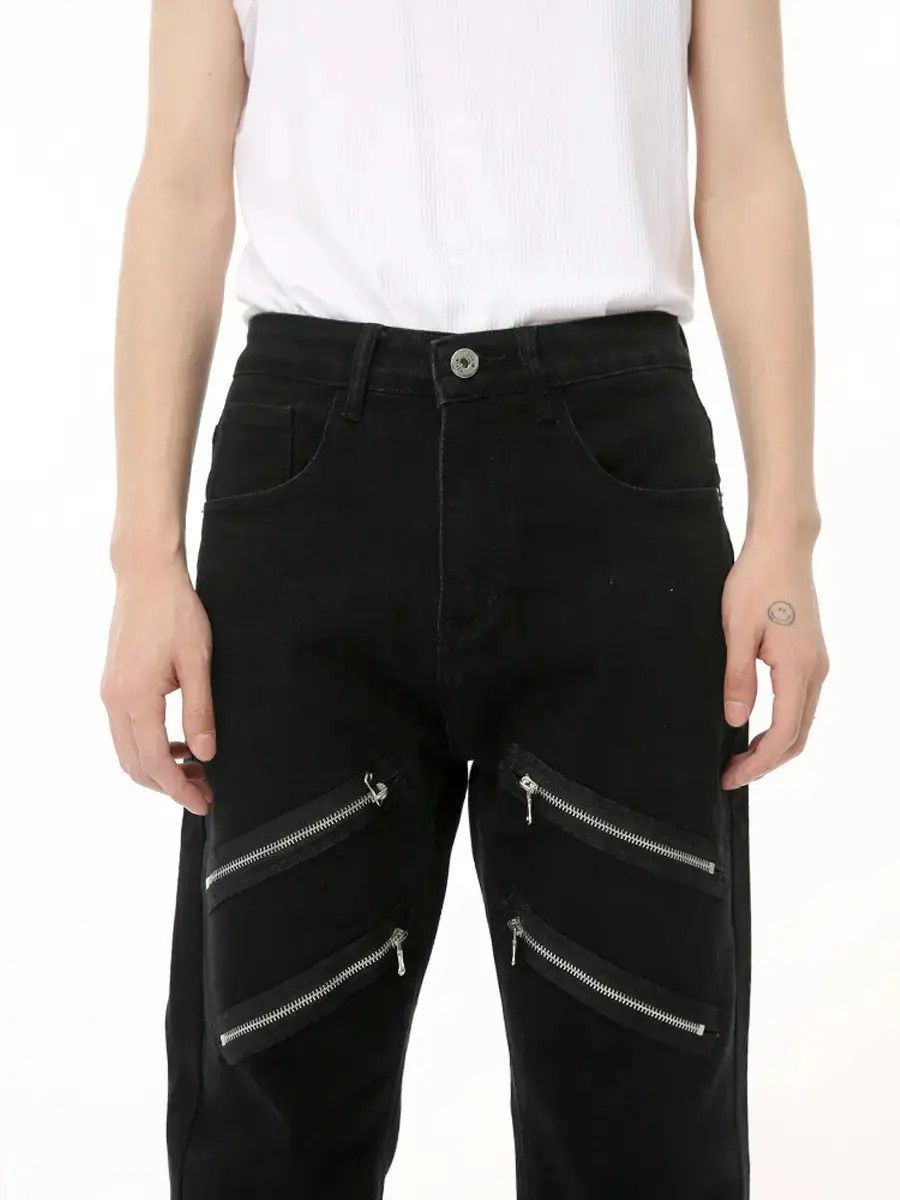 Japanese Brand Retro loose patchwork zipper jeans Size US 32 / EU 48 - 2 Thumbnail