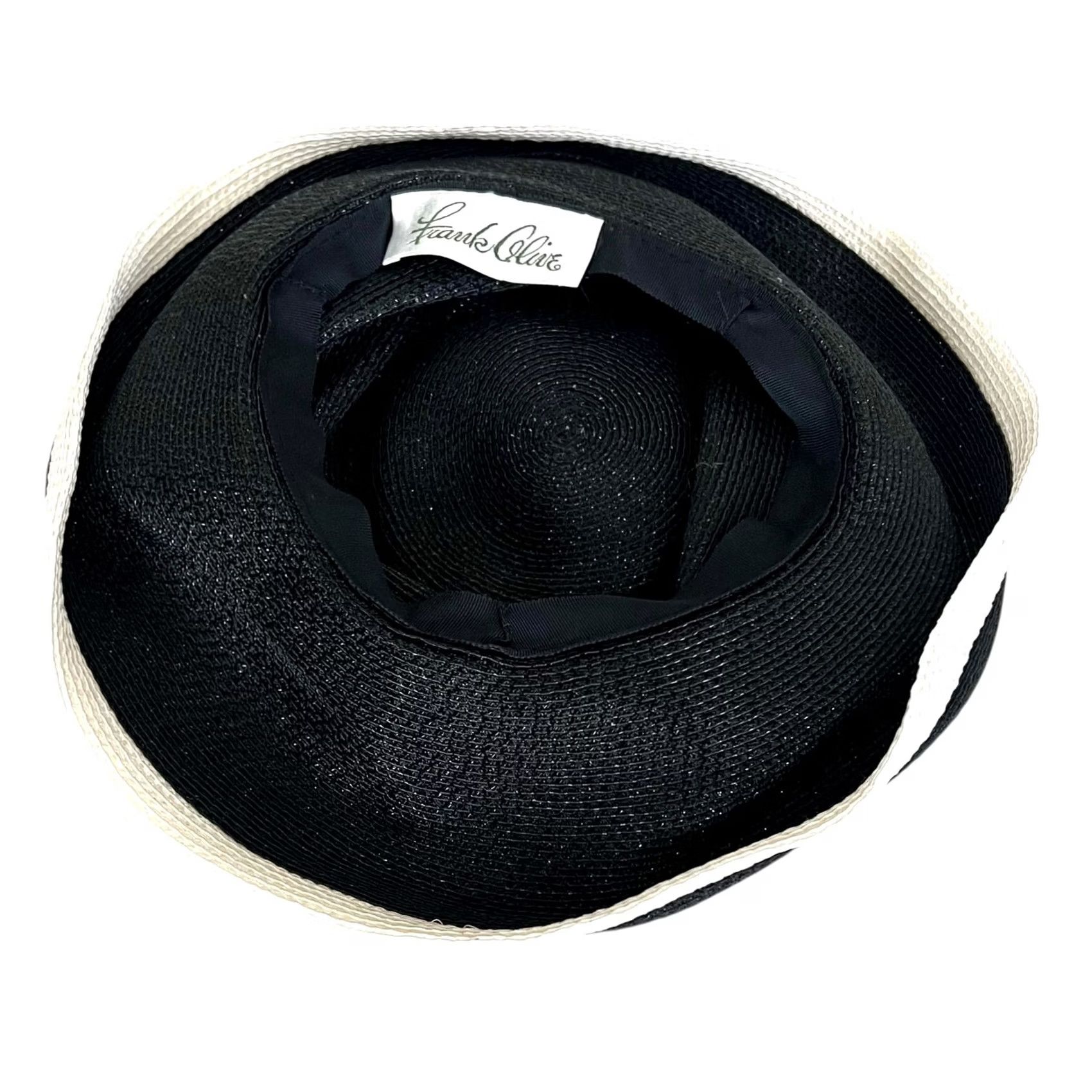 Vintage VINTAGE Frank Olive Women Bucket Hat Woven Black White One Size Black White Solid 50s 60s Mod Church Derby Straw Summer Party Cocktail Travel Womens Size ONE SIZE - 5 Thumbnail