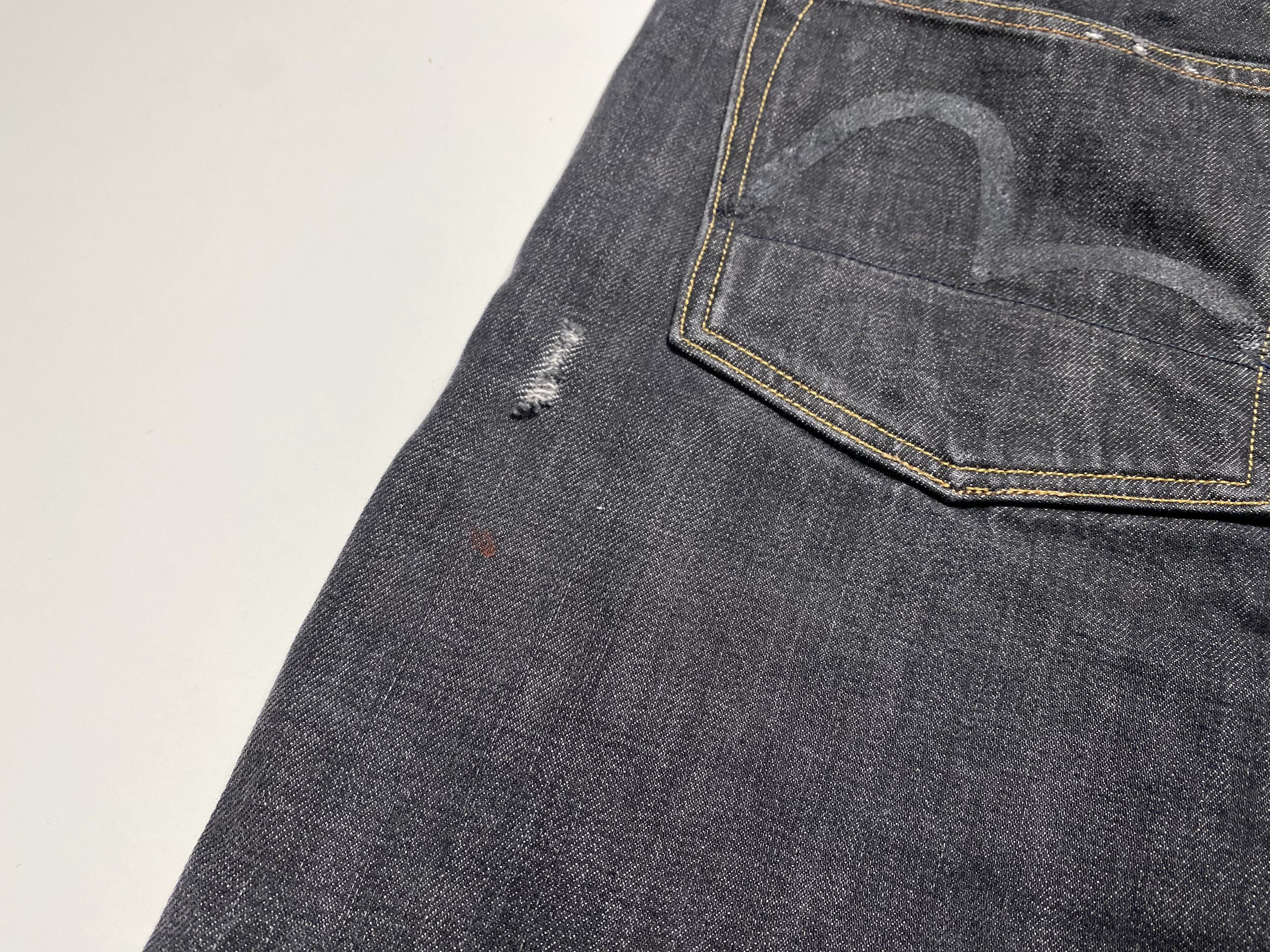 Evisu Evisu No 2 BLK Black Diacock Logo Selvedge Jeans 30x33.5 Size US 30 / EU 46 - 12 Thumbnail