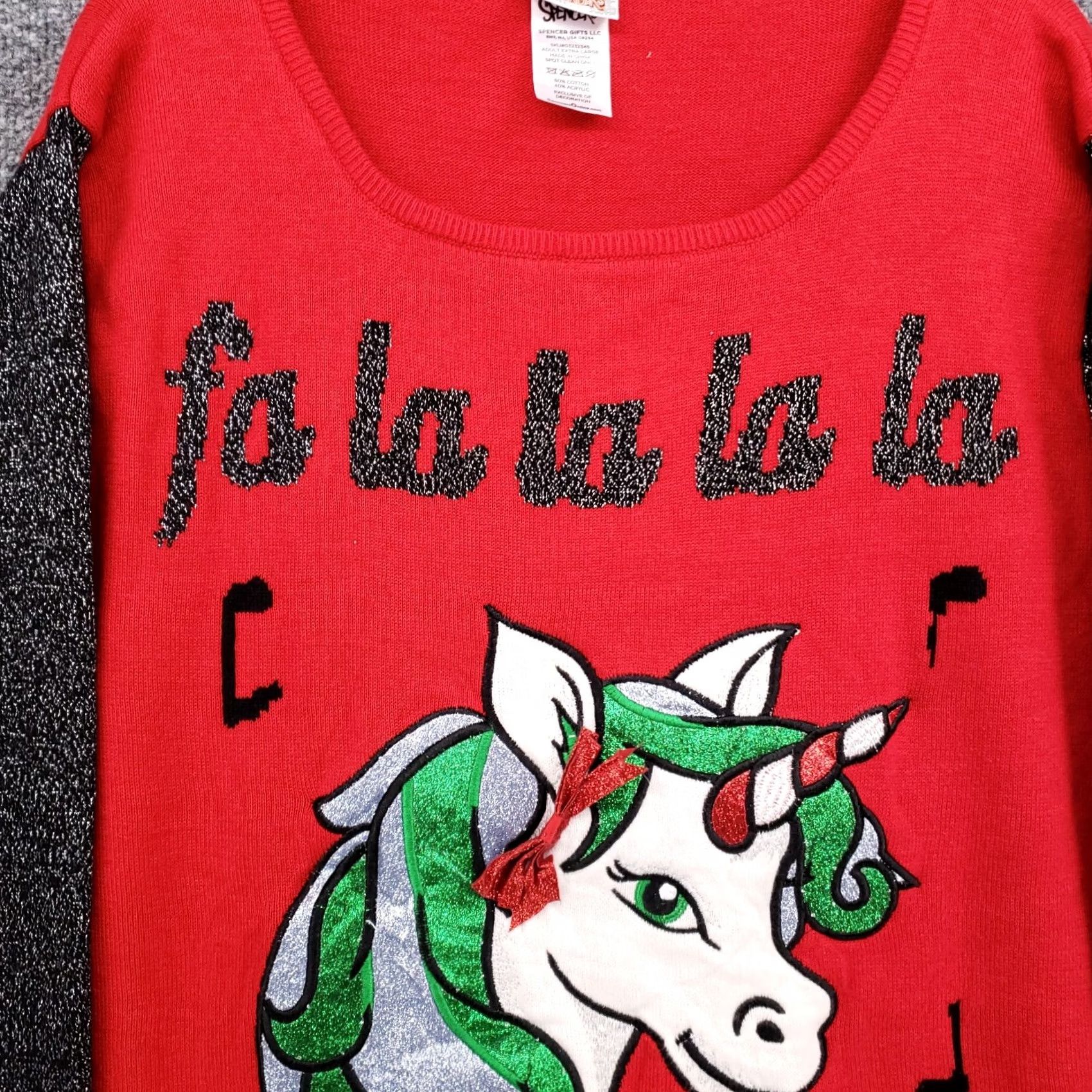 Vintage Spencers Sweater Womens XL Red Unicorn Light Up Ugly Christmas Tunic Pullover Size XL / US 12-14 / IT 48-50 - 6 Thumbnail