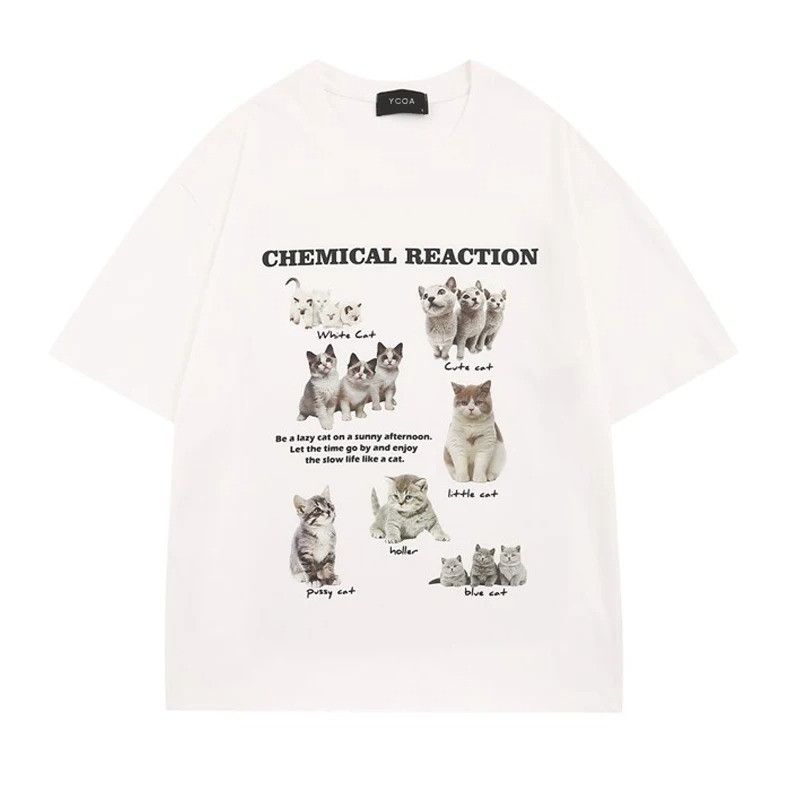 Designer × Vintage Kawaii Cat Oversized Cotton Tee Summer 2025 Size US L / EU 52-54 / 3 - 1 Thumbnail