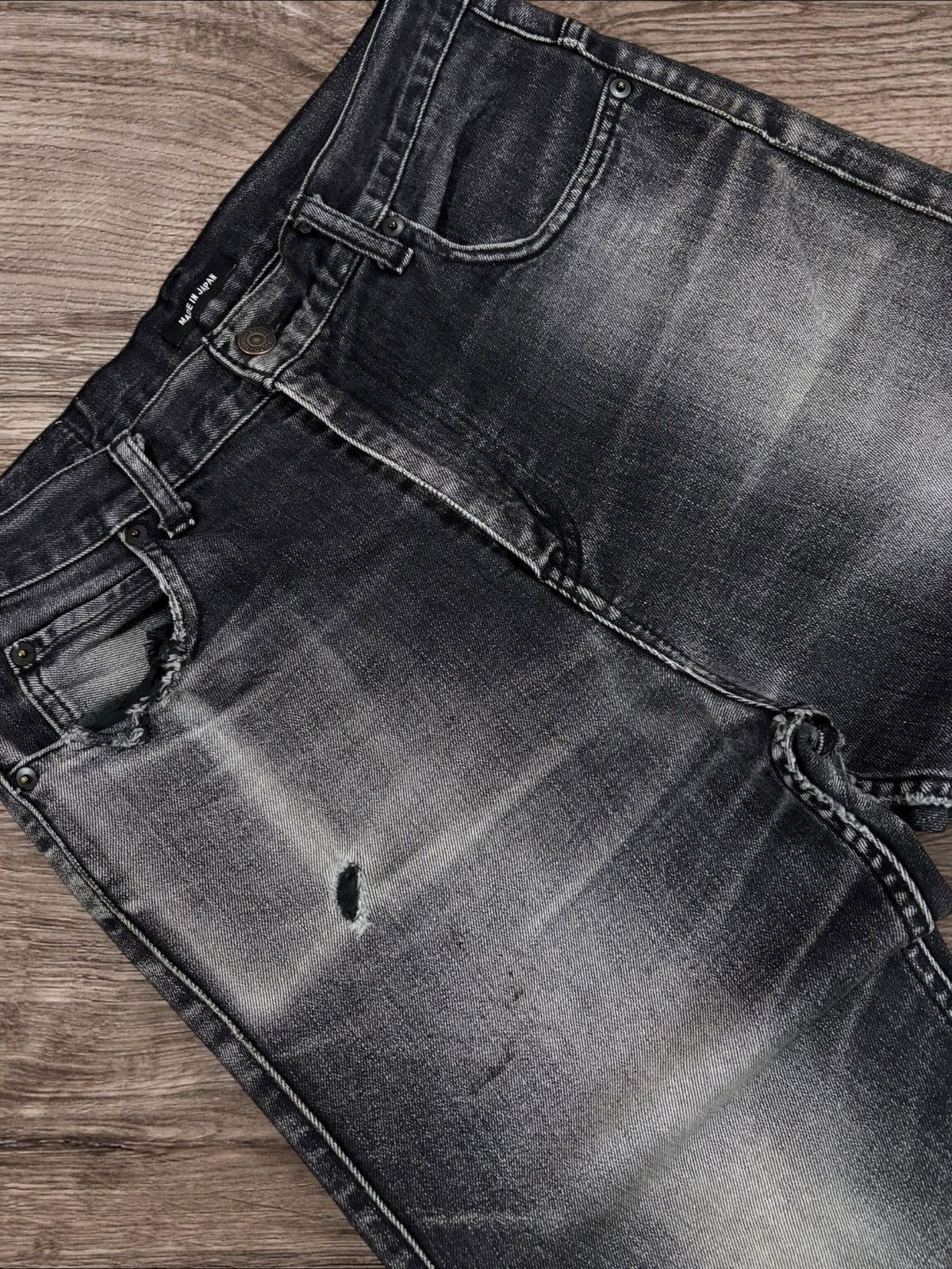 Beams Japan Beams Japan Black Wash Cropped Jeans Size 31" - 4 Thumbnail