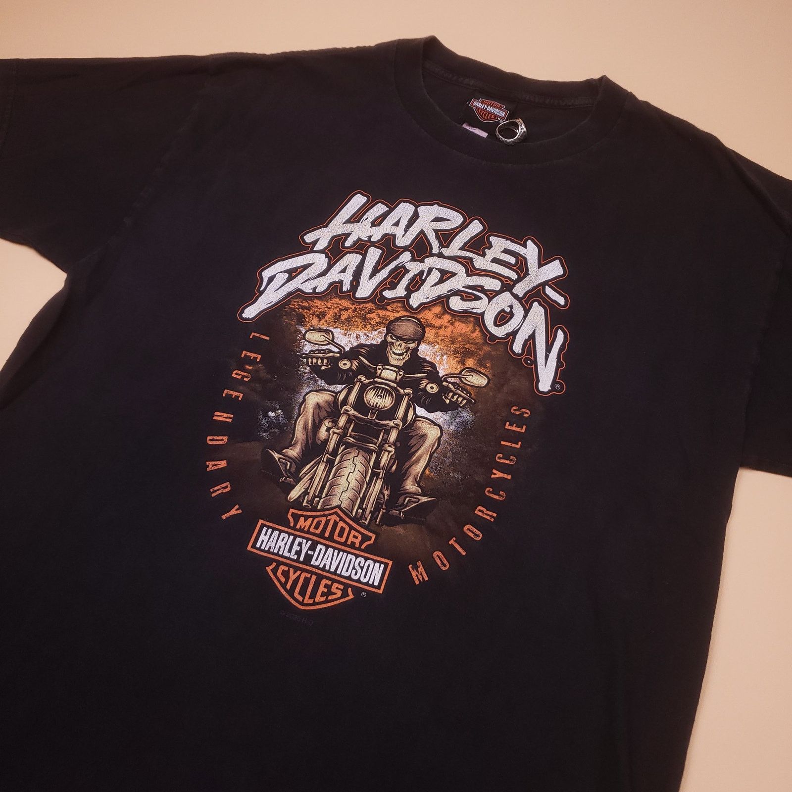 Harley Davidson Mens y2k Harley Davidson Sanford FL Skeleton Biker Tee L Size US L / EU 52-54 / 3 - 3 Thumbnail