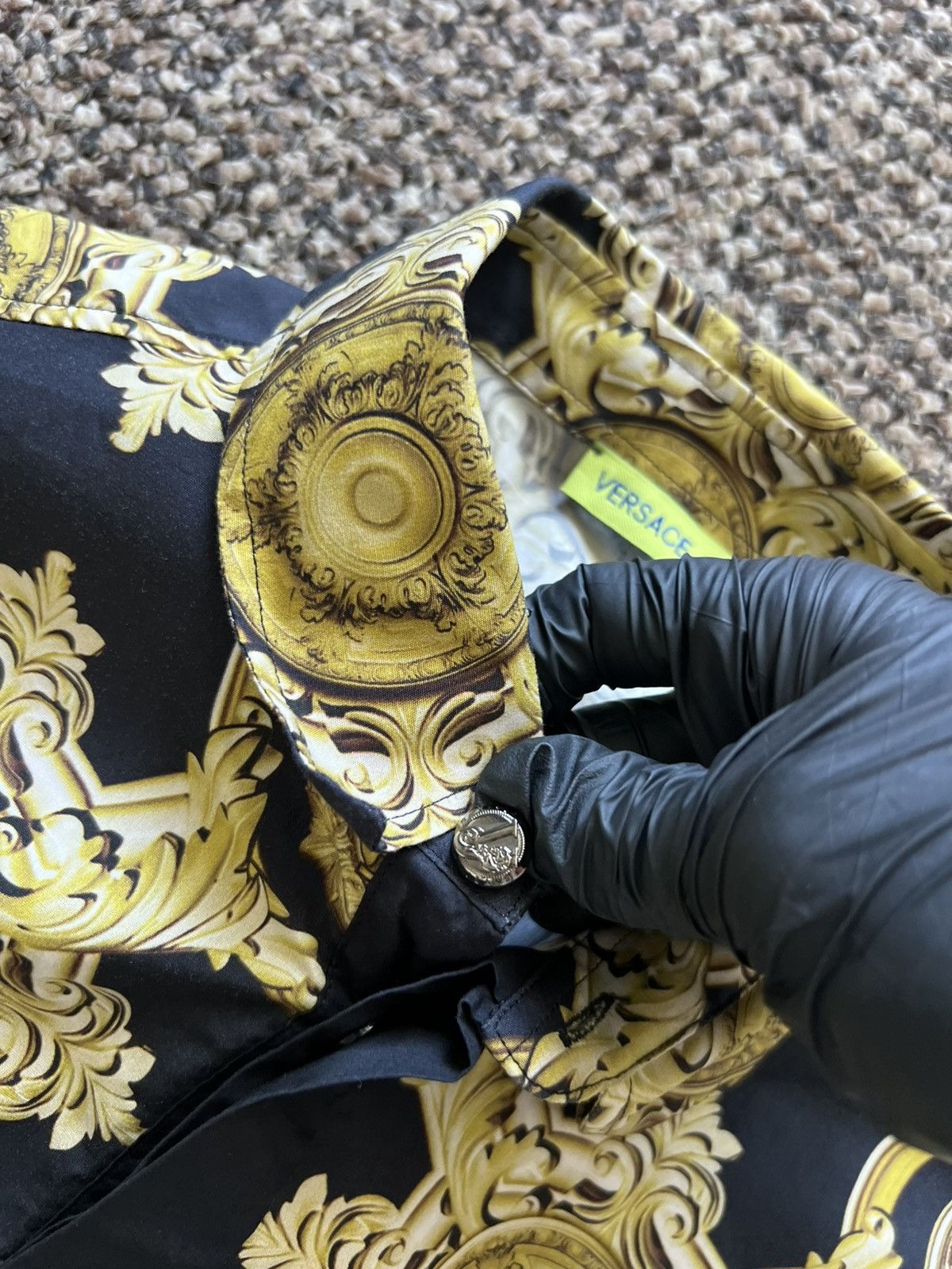 Versace Versace Baroque Print Shirt Black/Gold Men’s Long Sleev Size US L / EU 52-54 / 3 - 8 Thumbnail