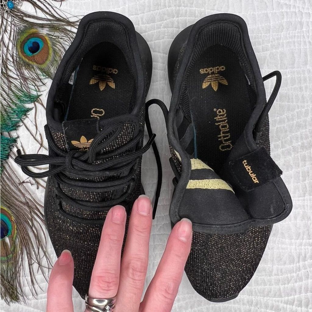 Adidas Adidas Mens 5 BLACK GOLD Tubular Shadow Knit Shoes Sneakers Size US 5 / EU 37 - 5 Thumbnail