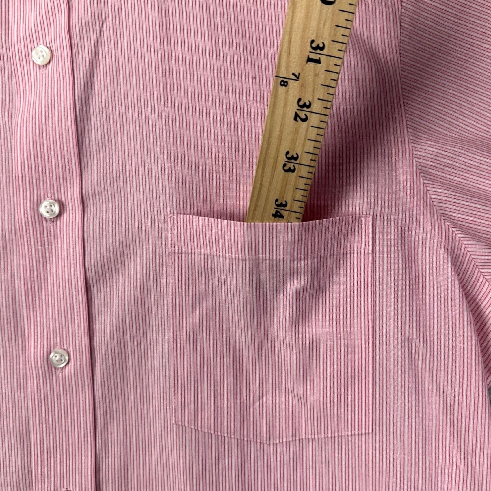 Pinko Donald J Trump Shirt Mens Dress Shirt Pink Striped Regular Fit Button Up Non-Iron Casual Workwear Size 42R - 7 Thumbnail