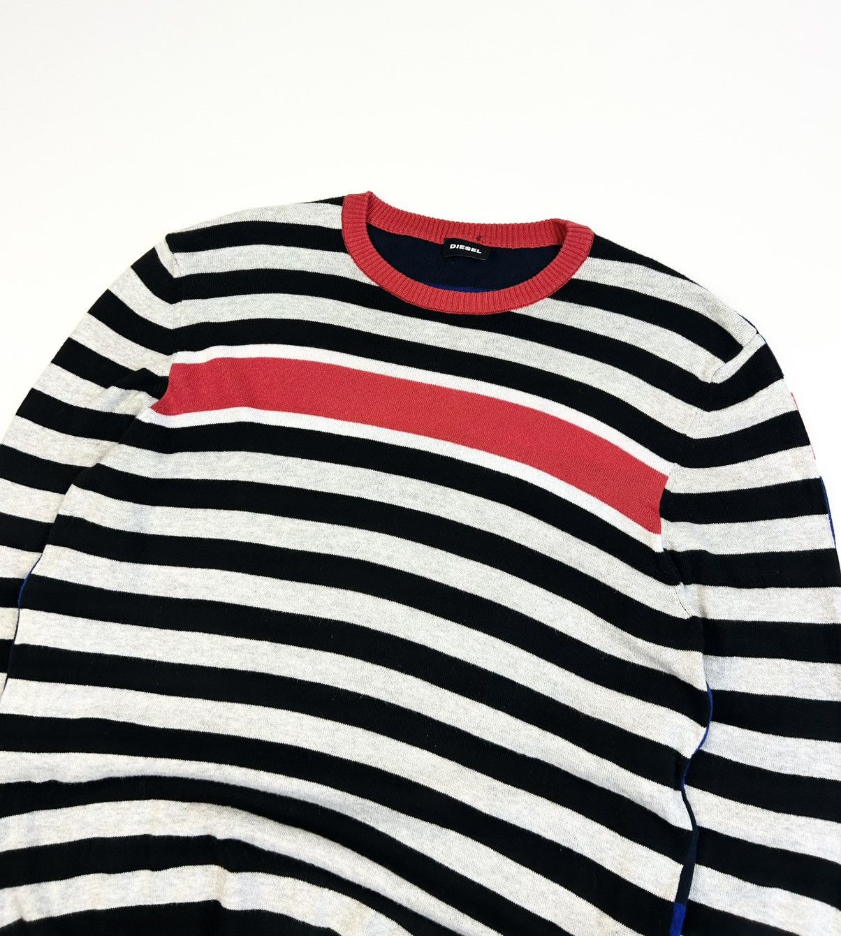 Diesel × Vintage Vintage Diesel Striped Pullover Avant-Garde Sweater Y2K Size US L / EU 52-54 / 3 - 4 Thumbnail