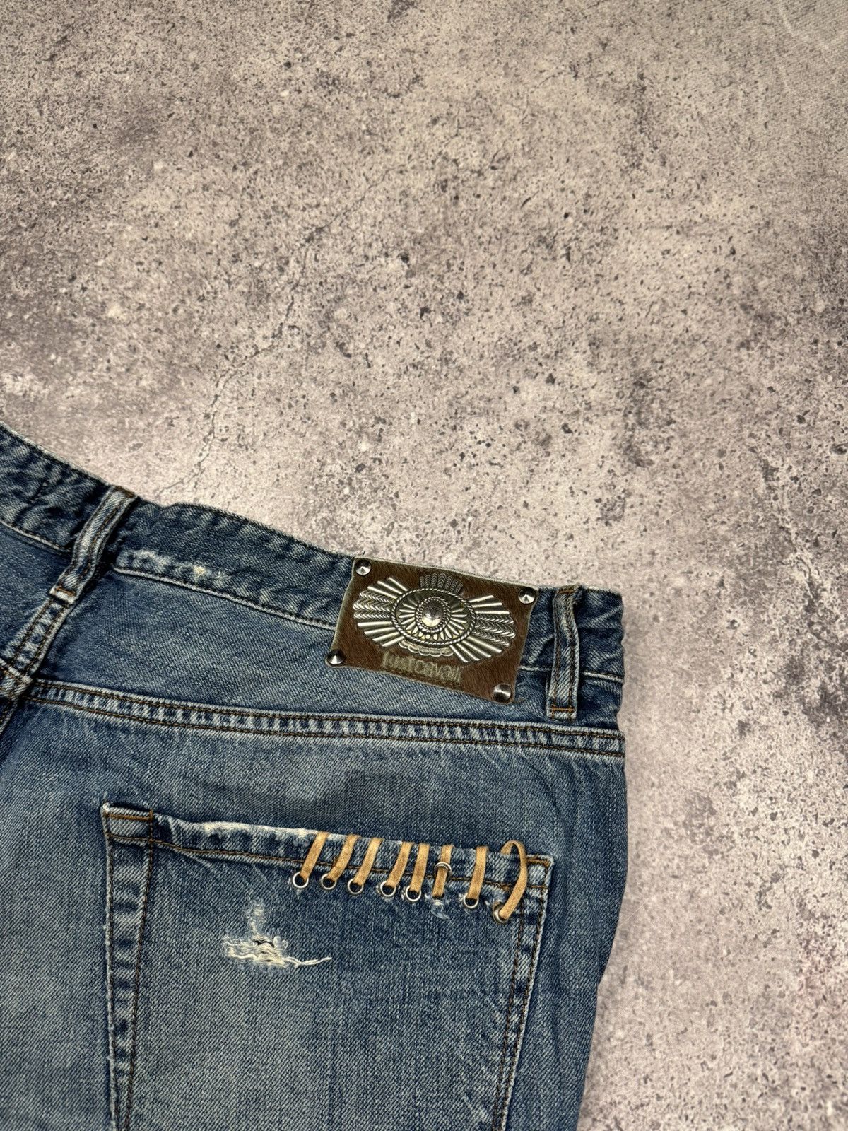 Just Cavalli 00ʼs Roberto Just Cavalli Y2K Boot Cut Baggy Jeans Pants Size US 40 / EU 56 - 14 Thumbnail