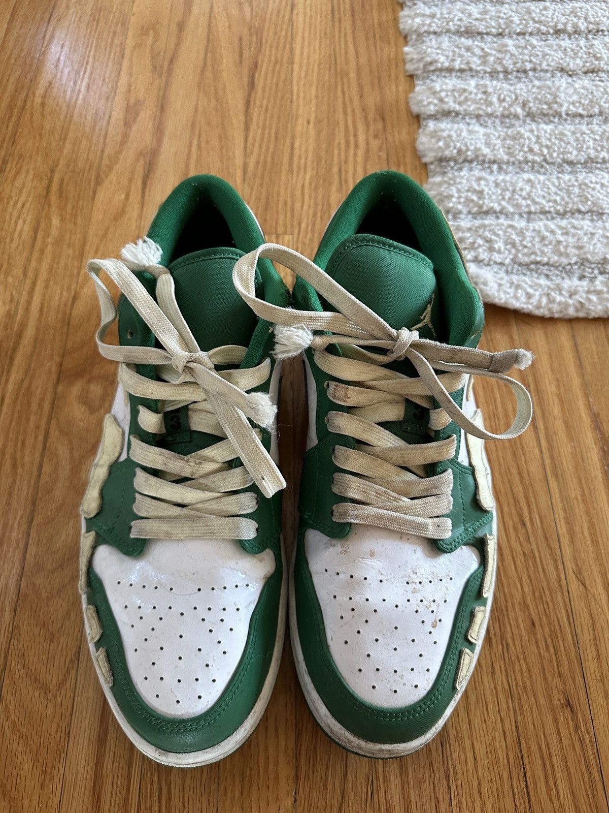 Jordan Brand × Nike Green and White Nike Jordan Custom Bone Shoes Size US 11 / EU 44 - 1 Thumbnail