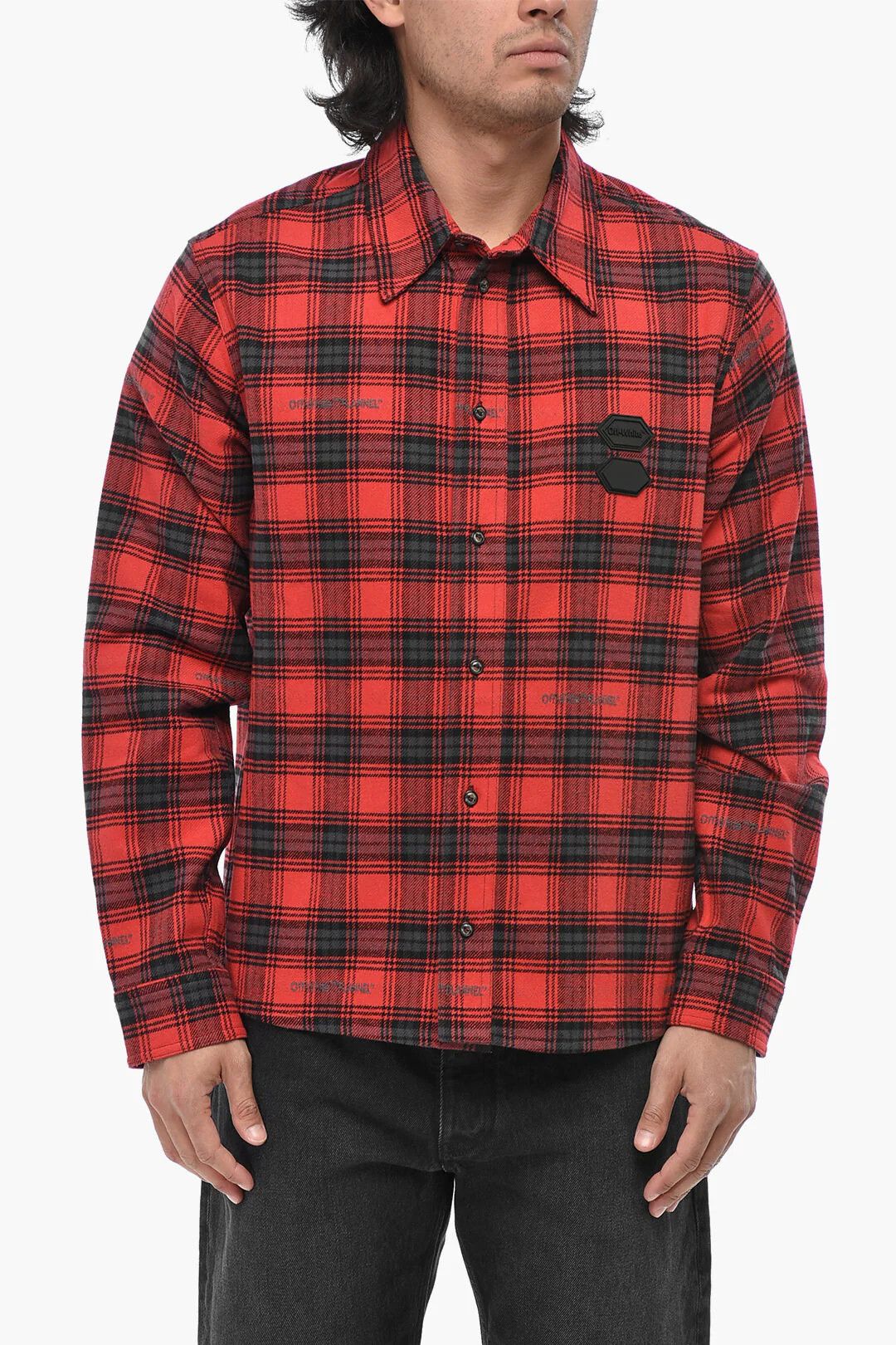 Off-White og1mm0526 Flannel Shirt in Red/Black Size US S / EU 44-46 / 1 - 1 Thumbnail