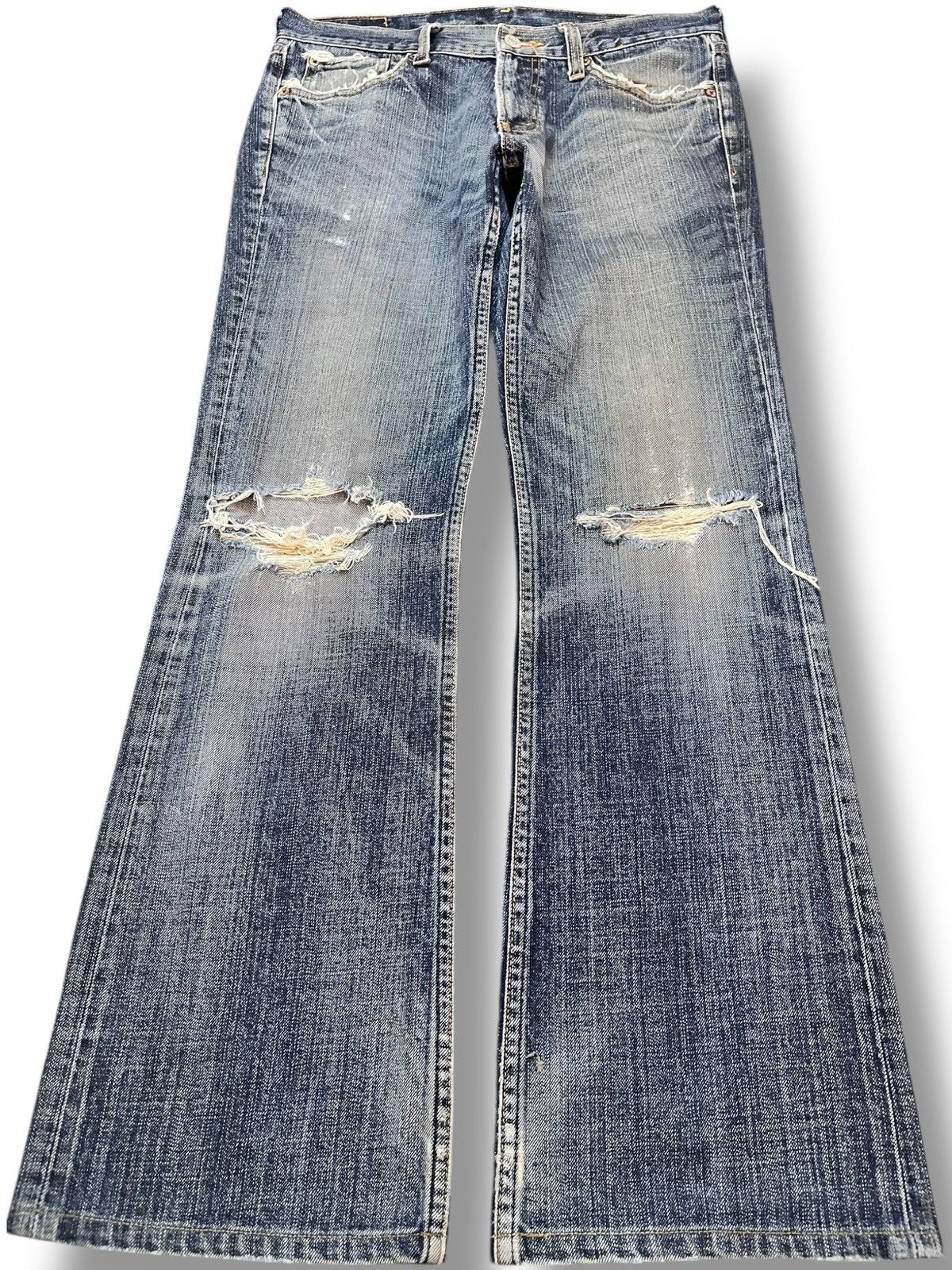 Vintage Bobson Crackwash Flare Distressed Denim