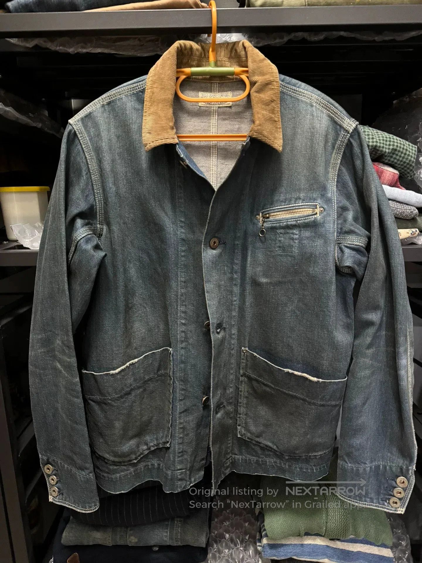 RRL Ralph Lauren RRL Vintage Style Denim Jacket with Brown Collar. Size US M / EU 48-50 / 2 - 1 Thumbnail