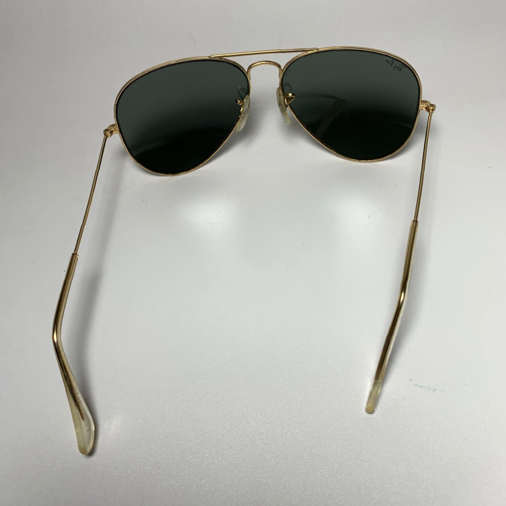 Vintage VINTAGE Ray-Ban Aviator Sunglasses Men 58 14 Gold Frame Green Lens Case Size ONE SIZE - 7 Thumbnail