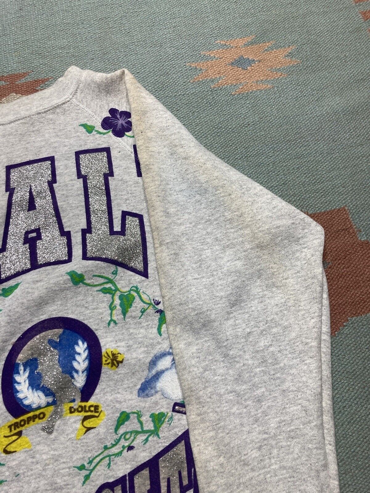 Vintage VTG 80s crewneck sweatshirt Italy universita glitter cute M Size US M / EU 48-50 / 2 - 4 Thumbnail