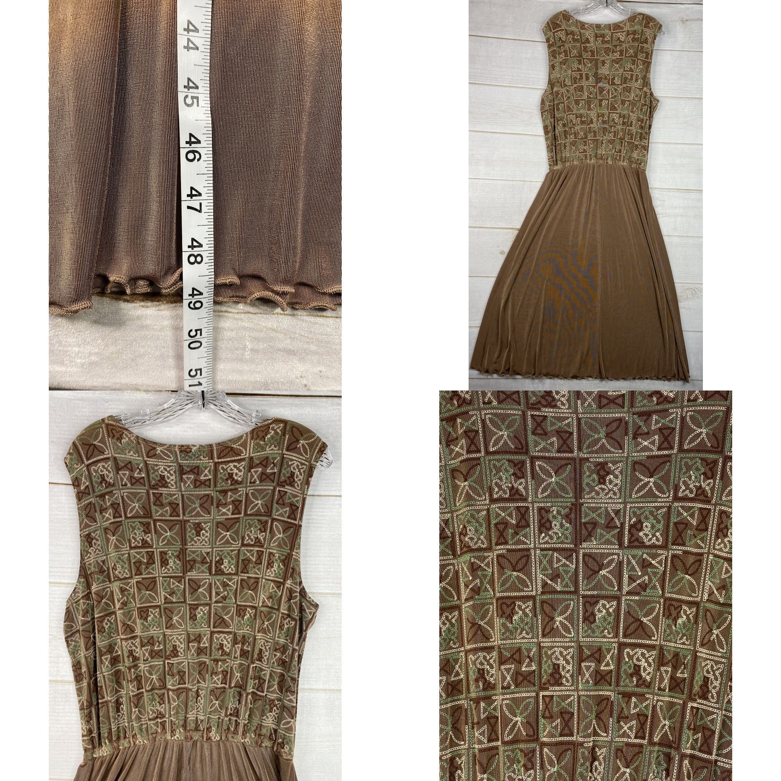 Vintage Citiknits Dress Womens XL Brown Printed Sleeveless Scoop Neck Maxi Travel Knit Size XL / US 12-14 / IT 48-50 - 8 Thumbnail