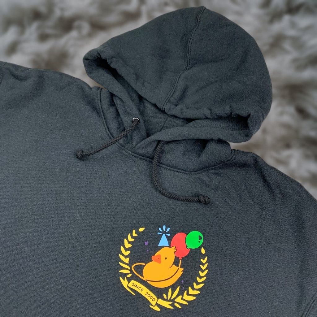 Five Hills Men's Hoodie Pullover Sweatshirt Black XL Birthday Duck Hooded Mens