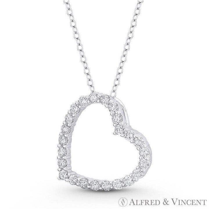 Other Sideways-Heart Charm CZ Crystal Pave Sliding Pendant Size ONE SIZE - 1 Preview