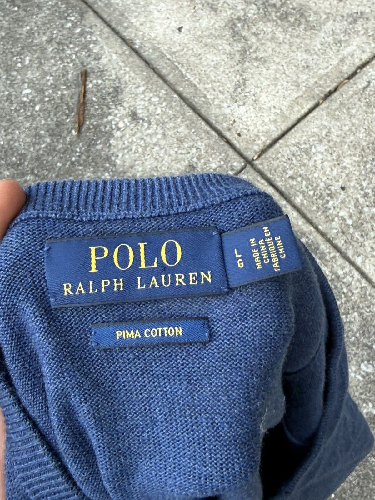 Polo Ralph Lauren RL Rustic Navy Heather Premium Cotton V-Neck Sweater Size US L / EU 52-54 / 3 - 3 Thumbnail