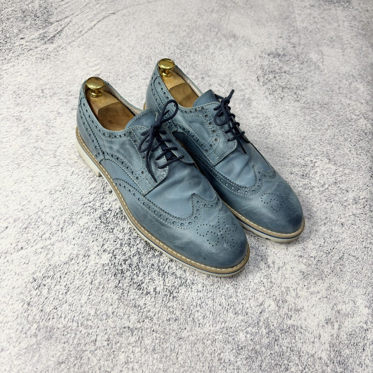 Other SF Esseffe Italy Mens Blue Leather Brogues US10 UK9 EU43 Size US 10 / EU 43 - 3 Thumbnail