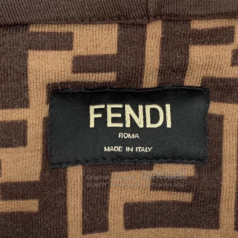 Fendi Fendi Brown Logo Fleur-de-lis Print Cotton Hooded Drawstri Size US S / EU 44-46 / 1 - 5 Thumbnail